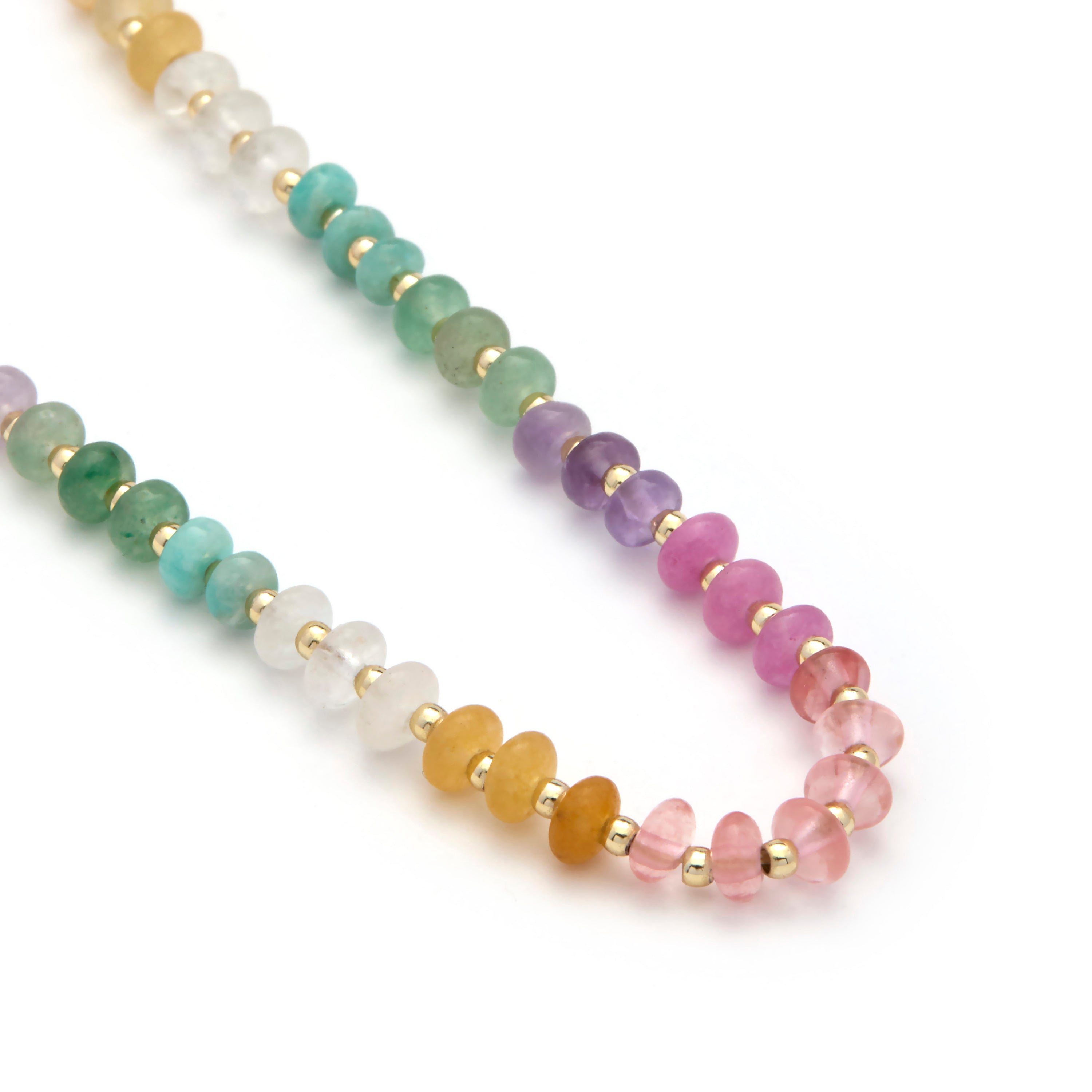 Collier en argent sterling 925 et pierre naturelle multicolore finition en or jaune 18k - Uwa
