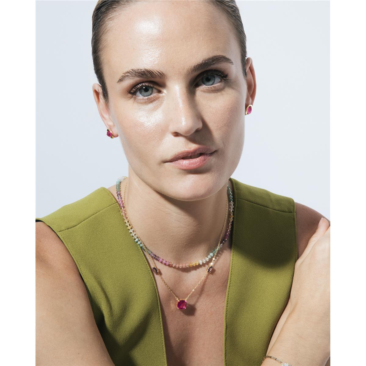 Collar de Plata de Ley 925 y Multicolor Piedra Natural acabado en oro amarillo de 18k - Uwa