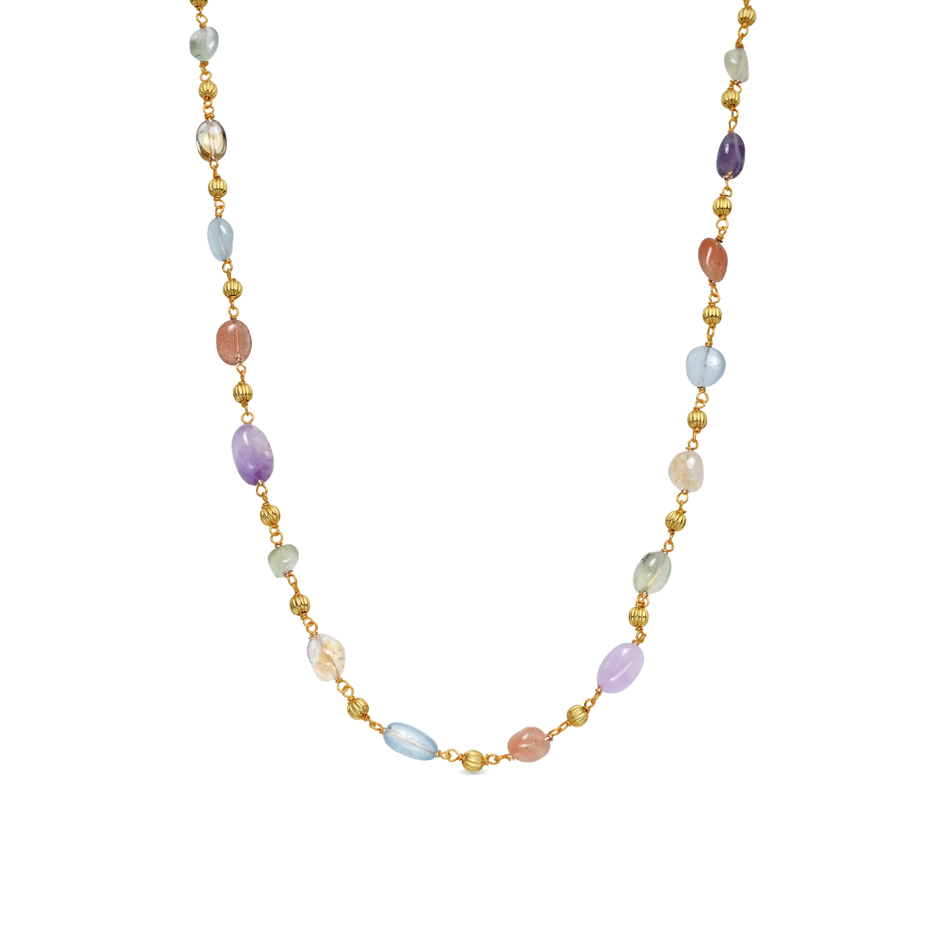 Collar de Plata de Ley 925 y Multicolor Piedra Natural acabado en oro amarillo de 18k - Sariel