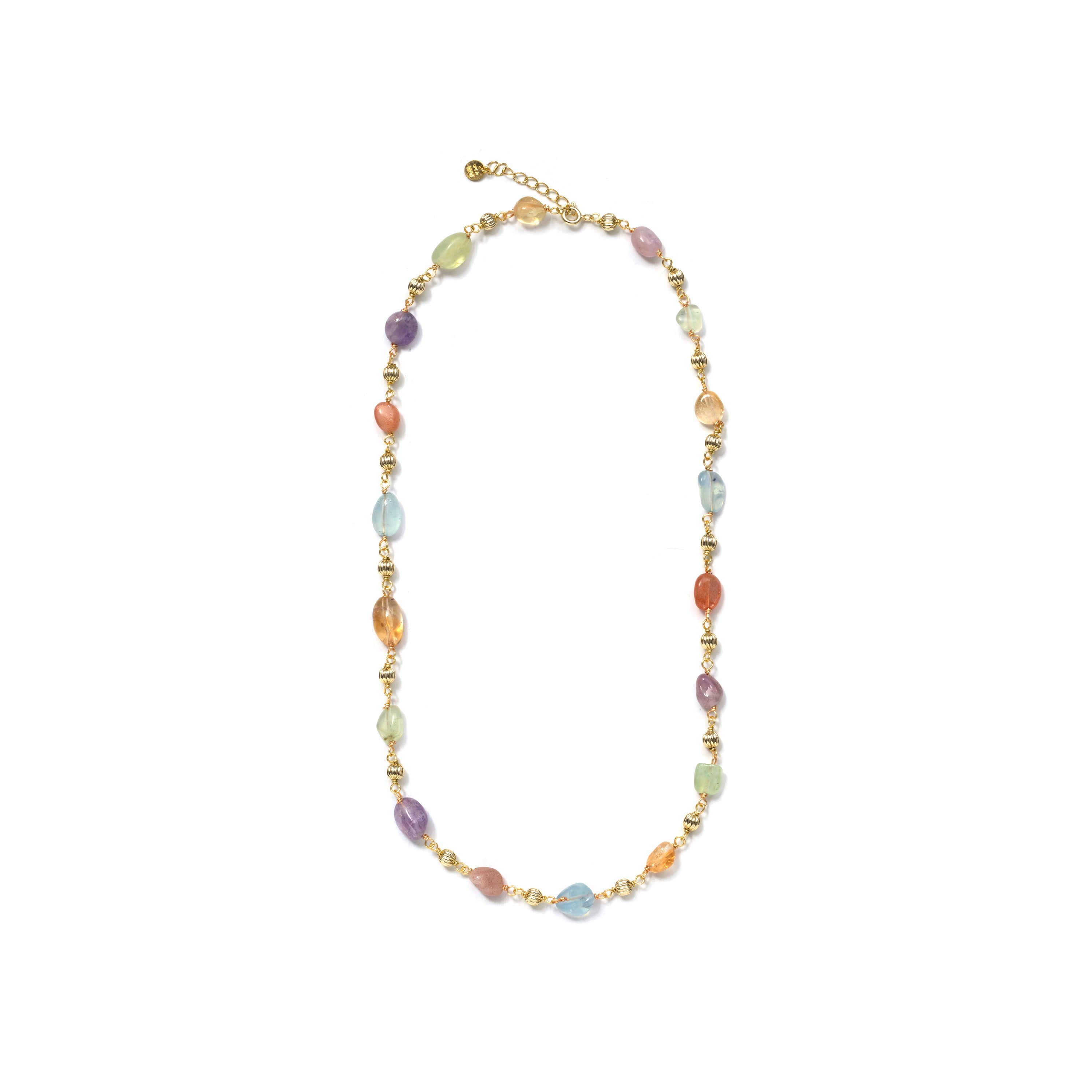 Collar de Plata de Ley 925 y Multicolor Piedra Natural acabado en oro amarillo de 18k - Sariel