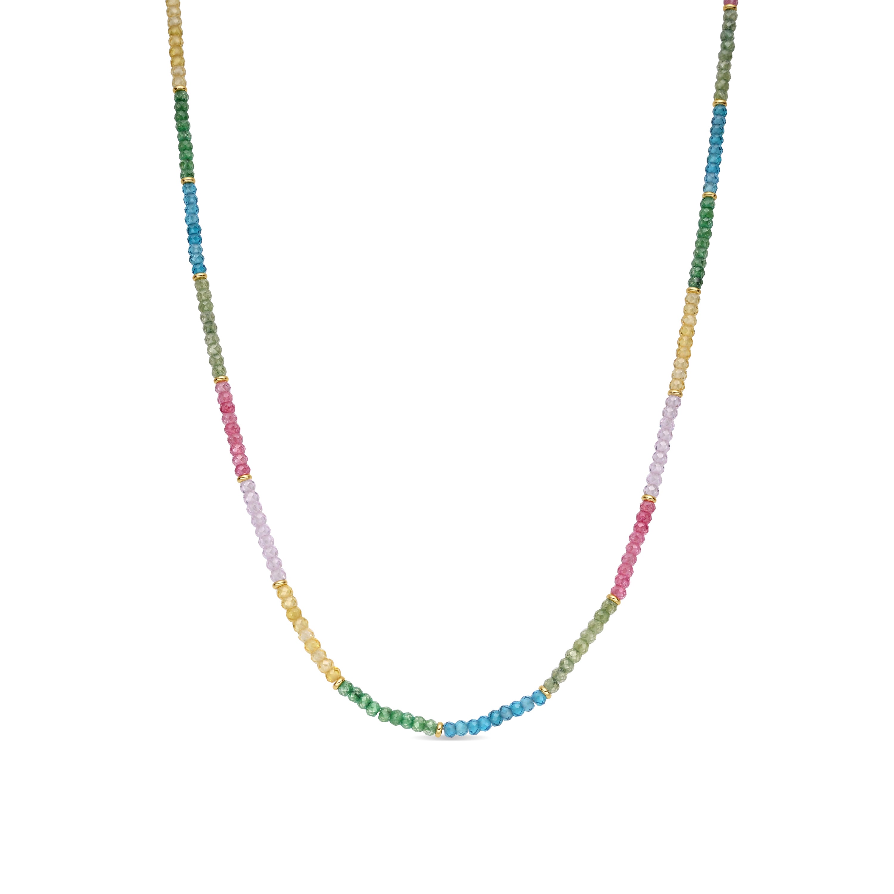 Collar de Plata de Ley 925 y Cristal Multicolor acabado en oro amarillo de 18k - Shusau