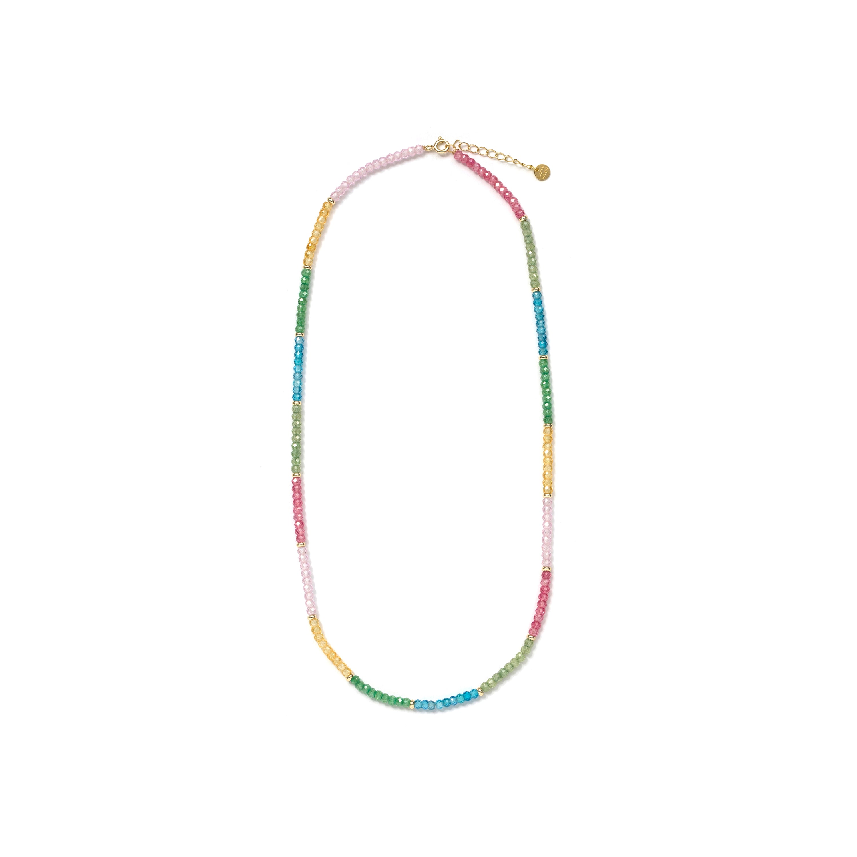 Collar de Plata de Ley 925 y Cristal Multicolor acabado en oro amarillo de 18k - Shusau