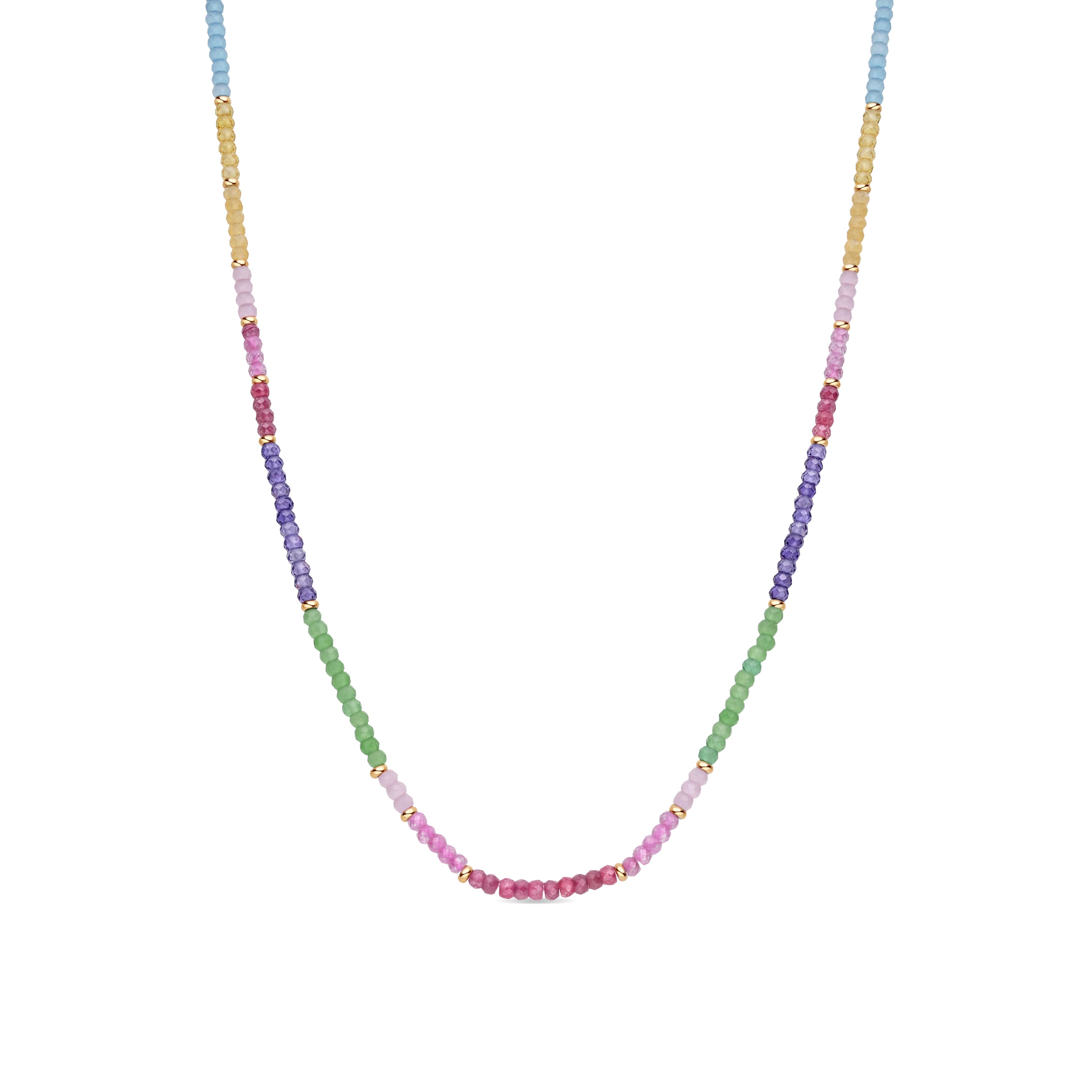 Collier en argent sterling 925 et zircon multicolore avec finition en or jaune 18 carats - Zograx