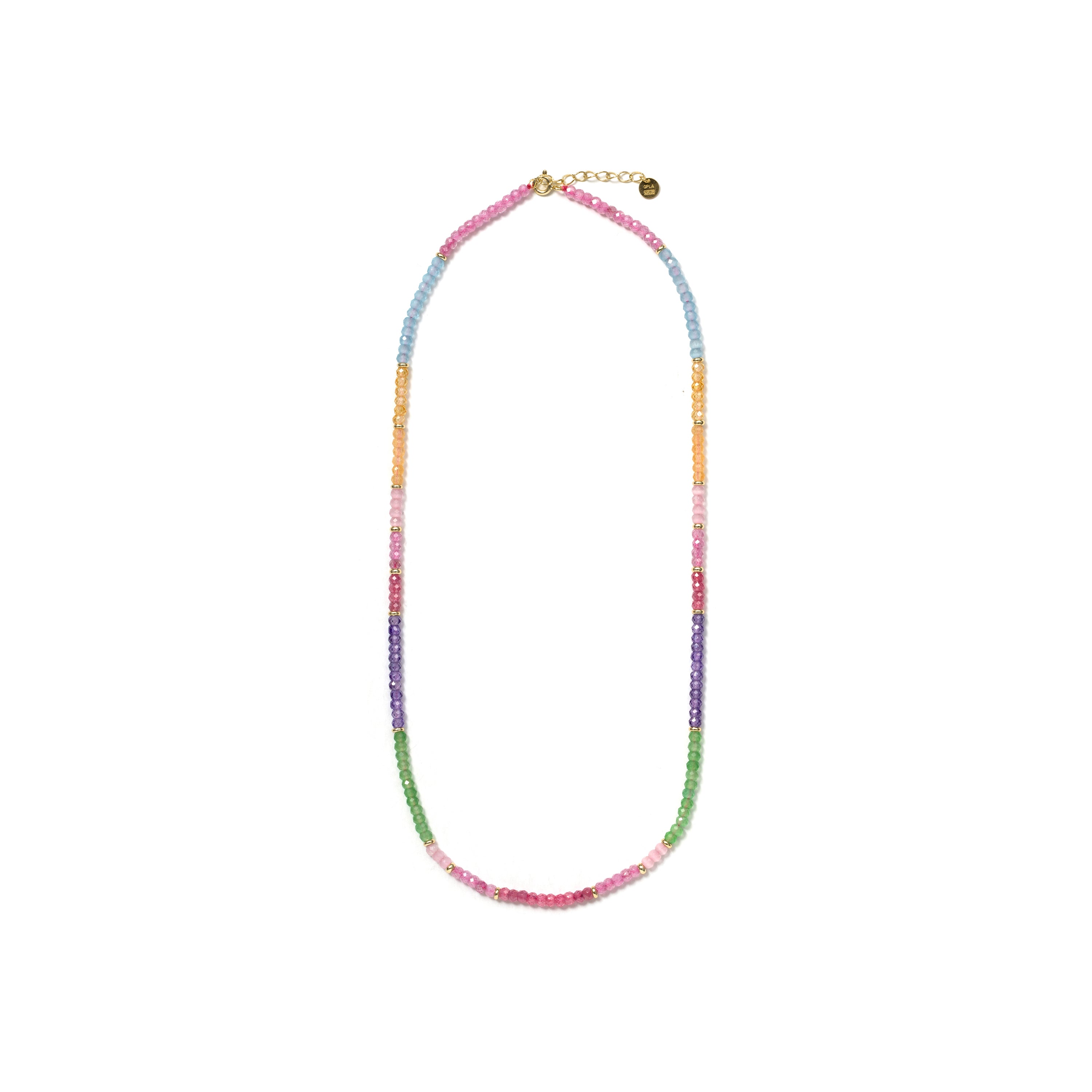 Collier en argent sterling 925 et zircon multicolore avec finition en or jaune 18 carats - Zograx