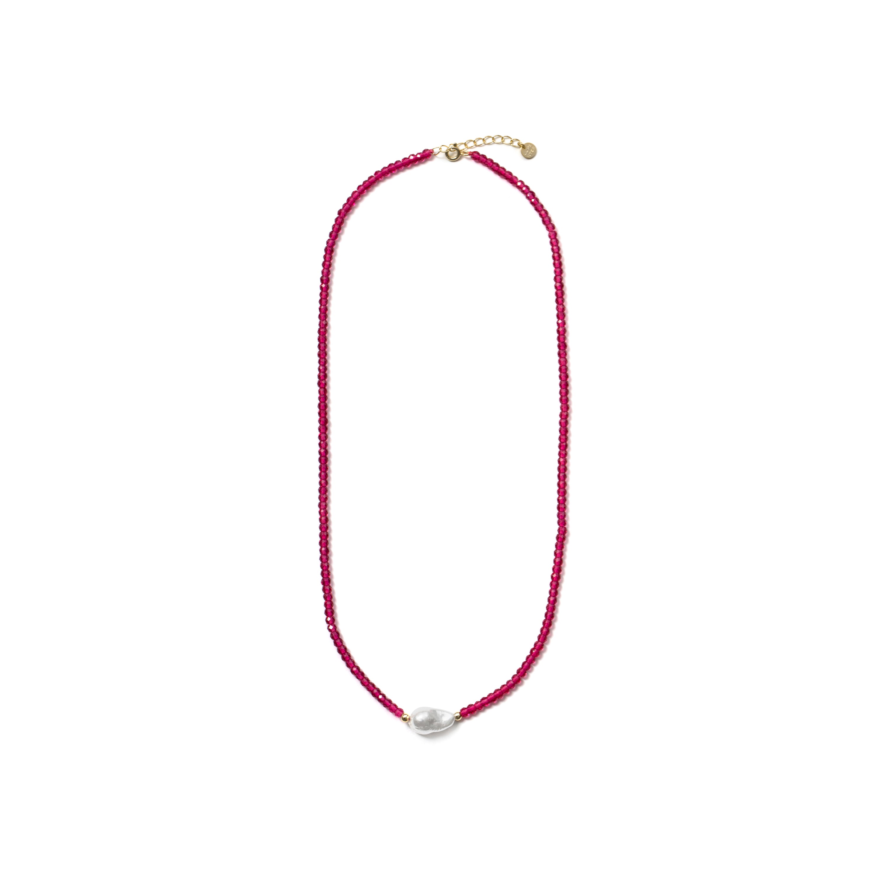 Halskette aus 925er Sterlingsilber mit rosa Zirkonia, 18k Gelbgold-Finish - Druna