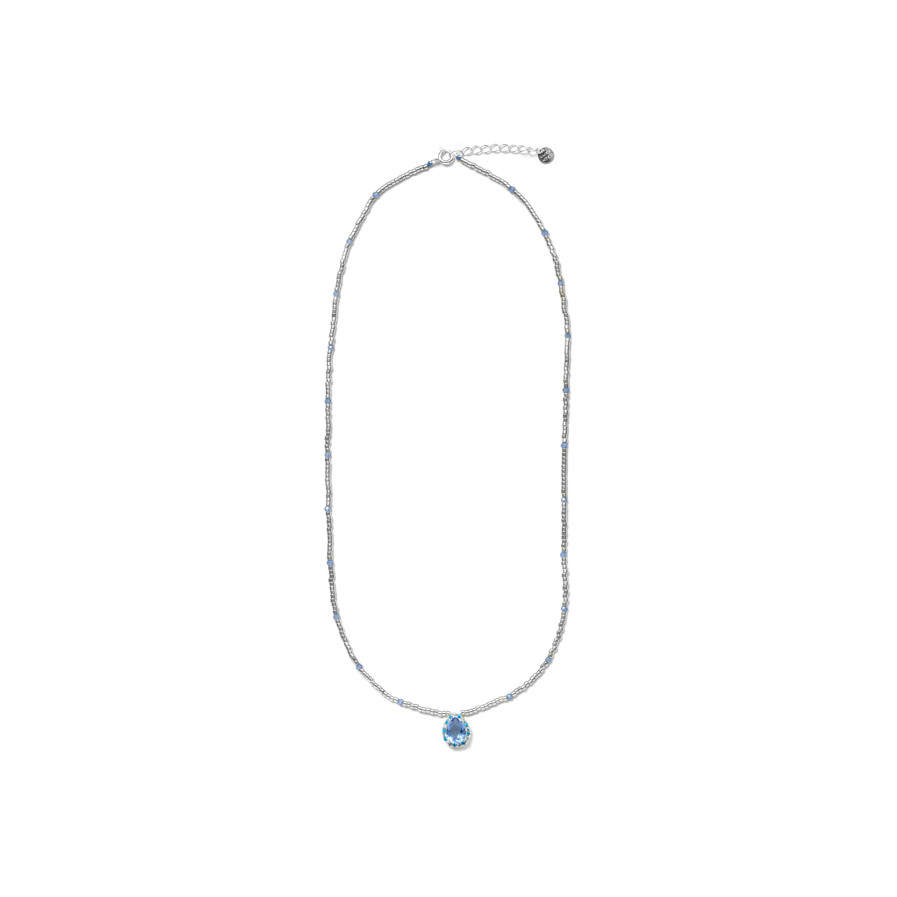 Collier en argent sterling 925 et quartz hydrothermal topaze bleue finition rhodiée - Simder