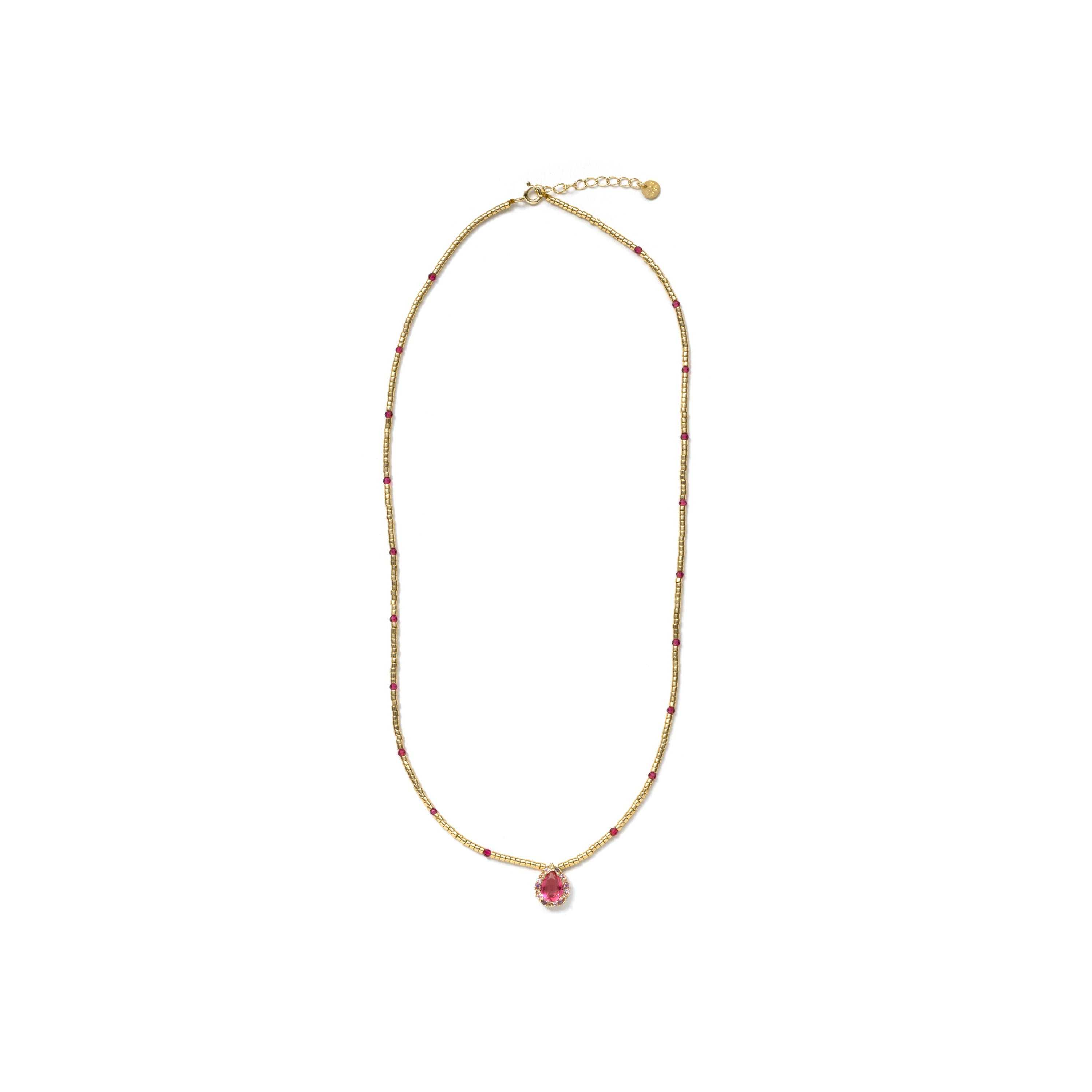 Collana in Argento 925 e Quarzo Idrotermale Rosa con finitura in oro giallo 18k - Simder