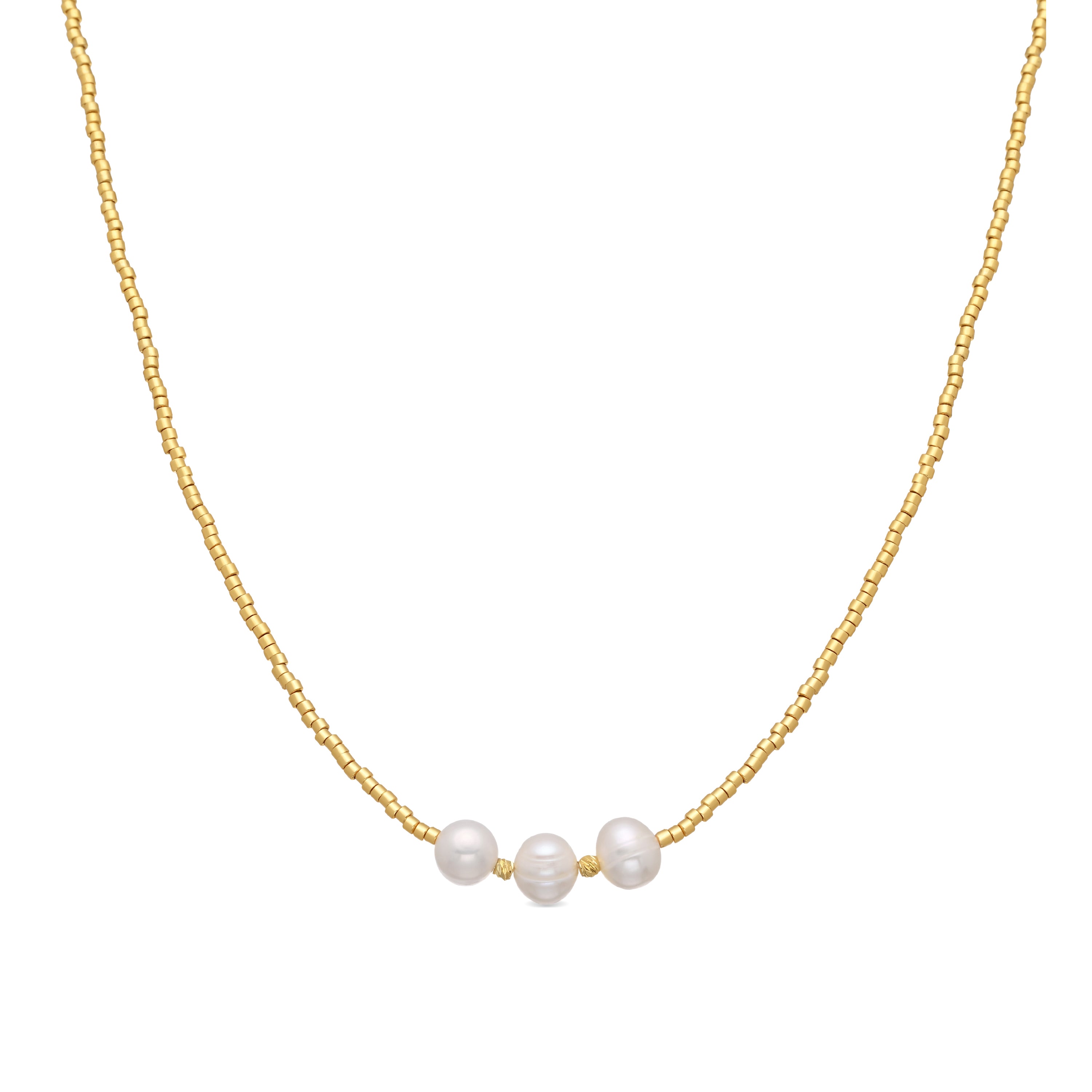 Colar de Prata de Lei 925 e Pérola Branca com acabamento em ouro amarelo de 18k - Oschu