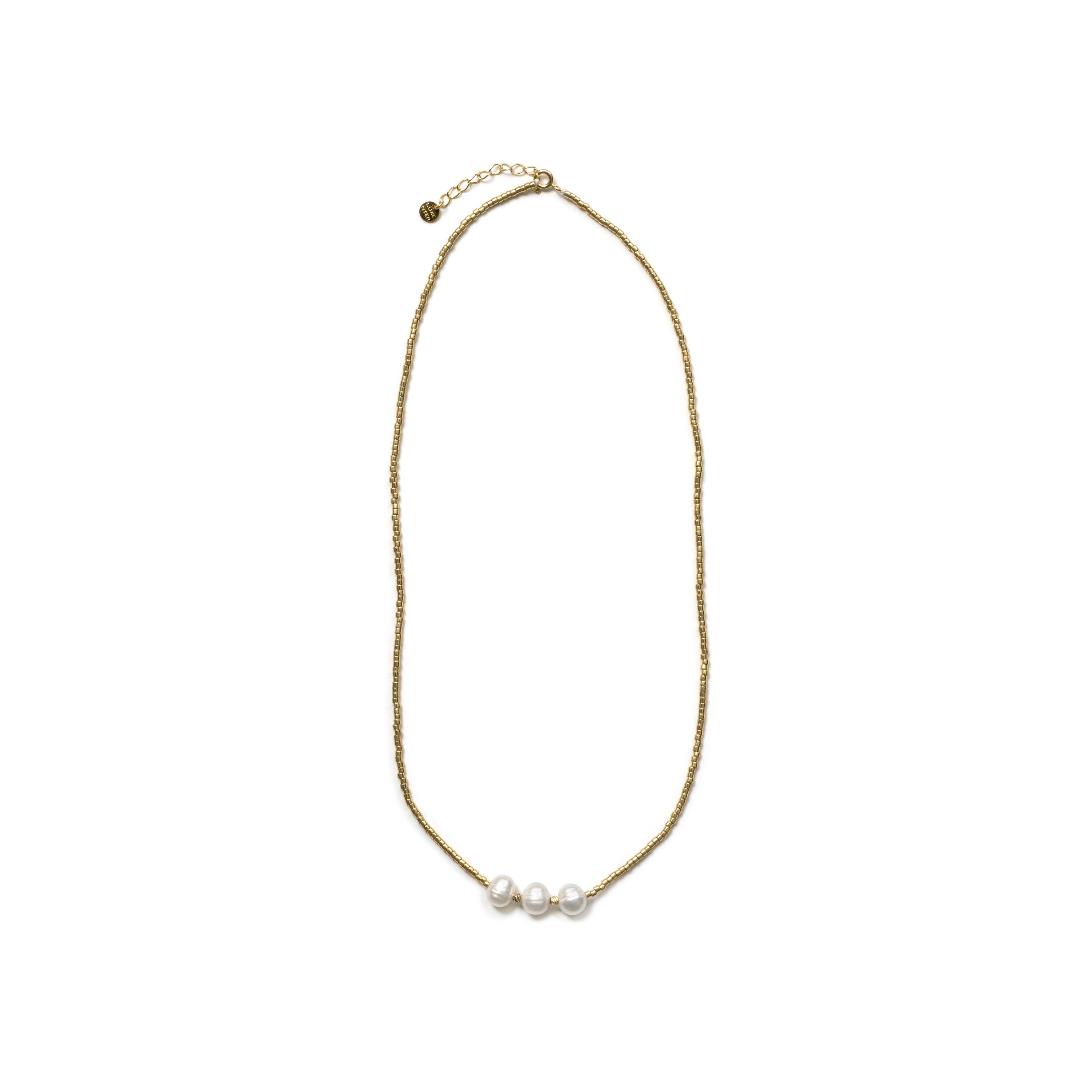 Collar de Plata de Ley 925 y Perla Blanca acabado en oro amarillo de 18k - Oschu