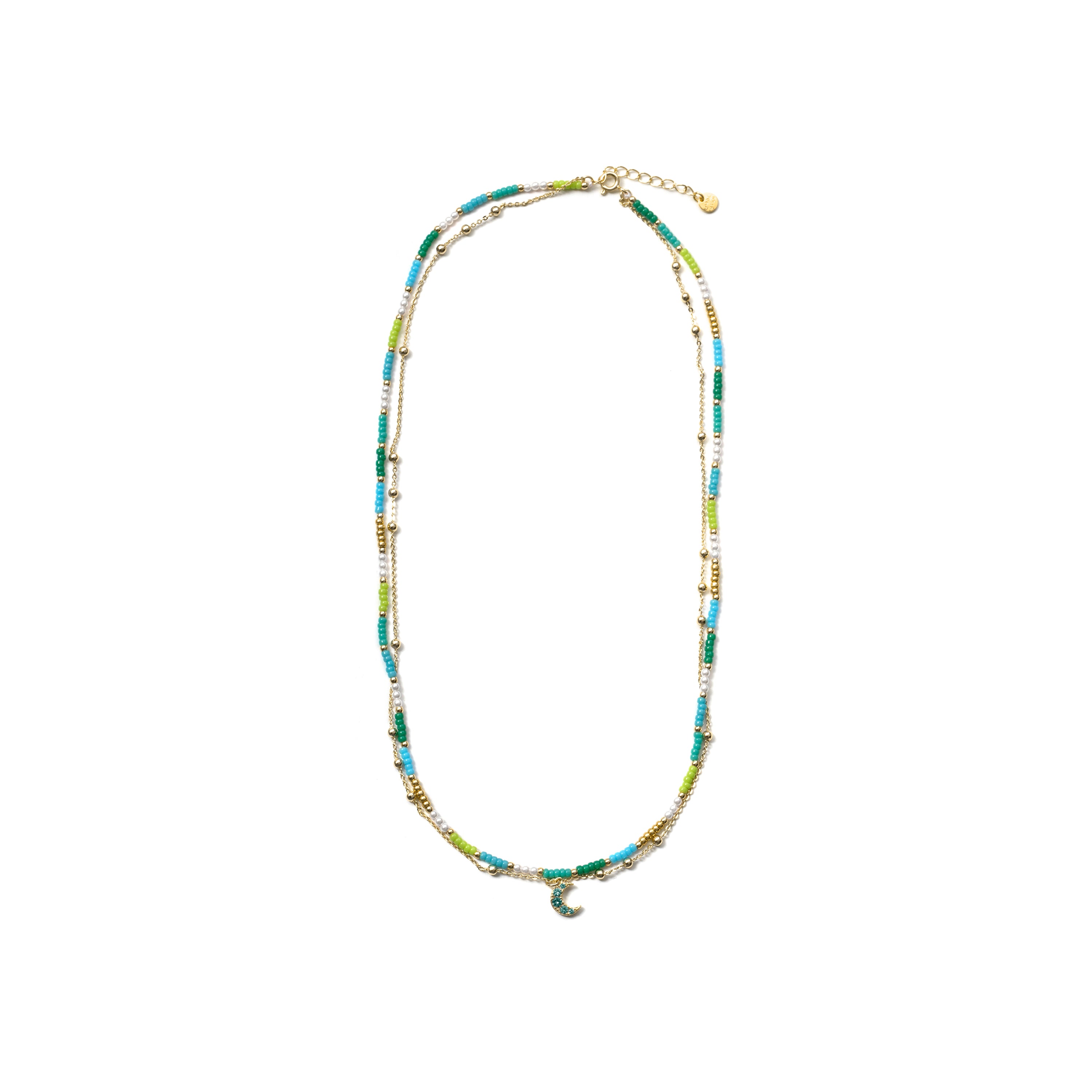 Collar de Plata de Ley 925 y Cristal Verde acabado en oro amarillo de 18k - Likil