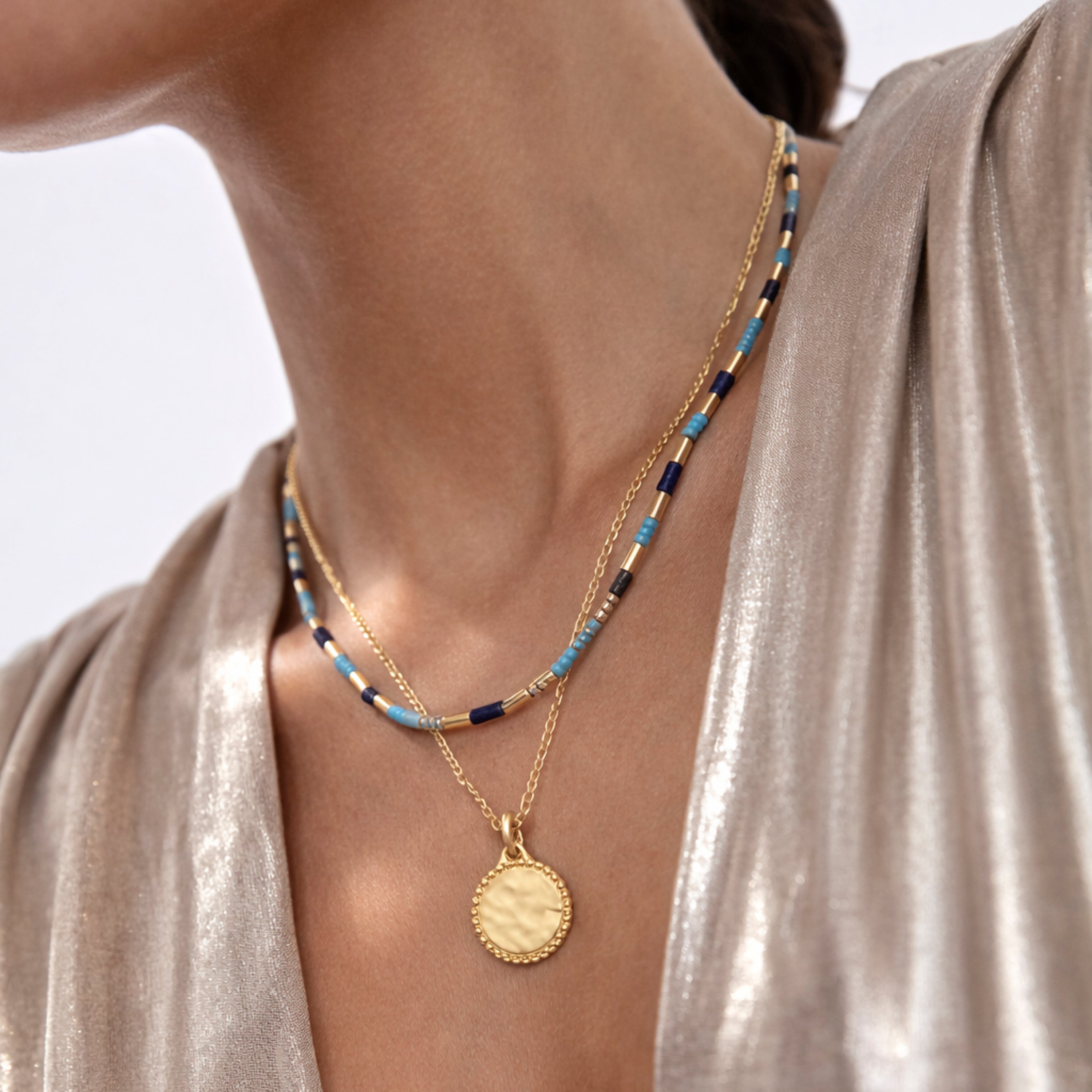 Collier en argent sterling 925 avec finition en or jaune 18 carats - Chokki