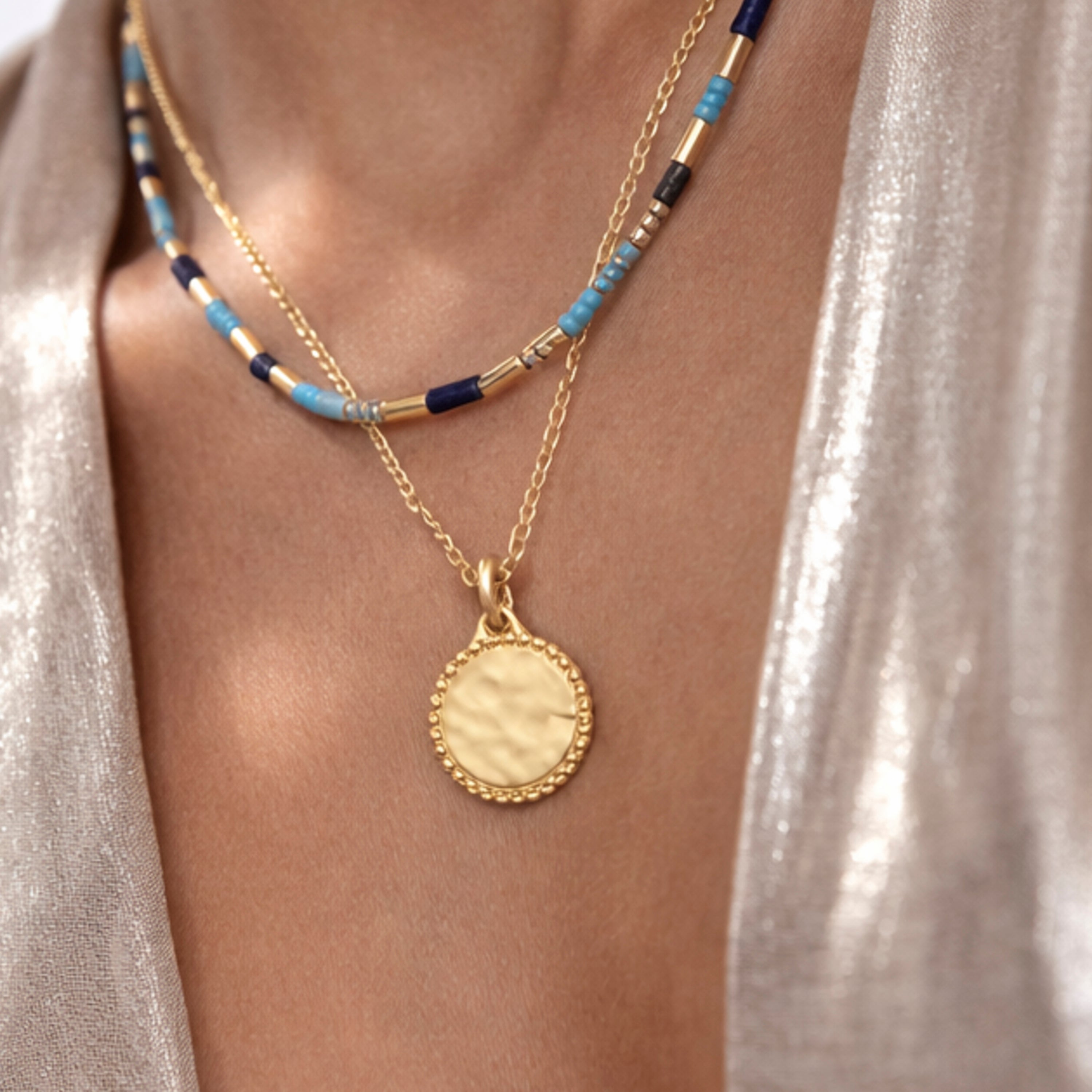 Collier en argent sterling 925 avec finition en or jaune 18 carats - Chokki