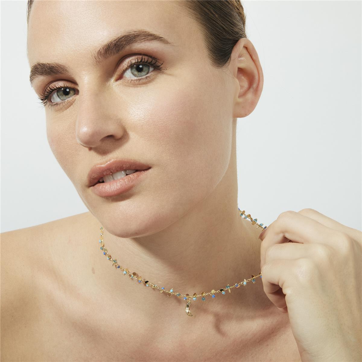 Collier en argent sterling 925 et zircone brillante avec finition en or jaune 18 carats - Limaso