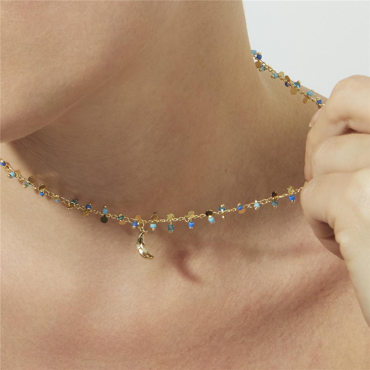 Collier en argent sterling 925 et zircone brillante avec finition en or jaune 18 carats - Limaso