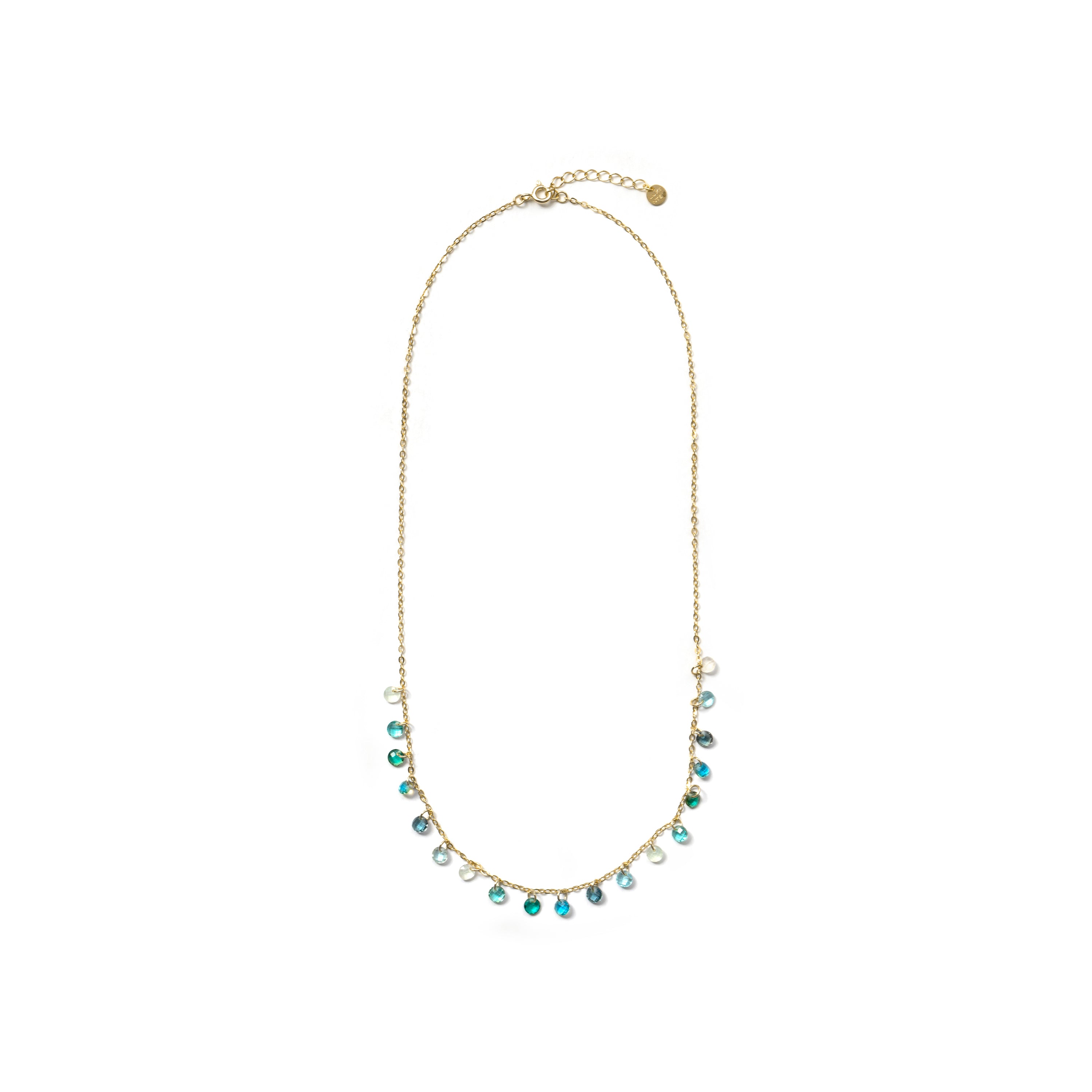Sterling Silver 925 Necklace with Multicolored Zirconia, finished in 18k Yellow Gold - Dorala