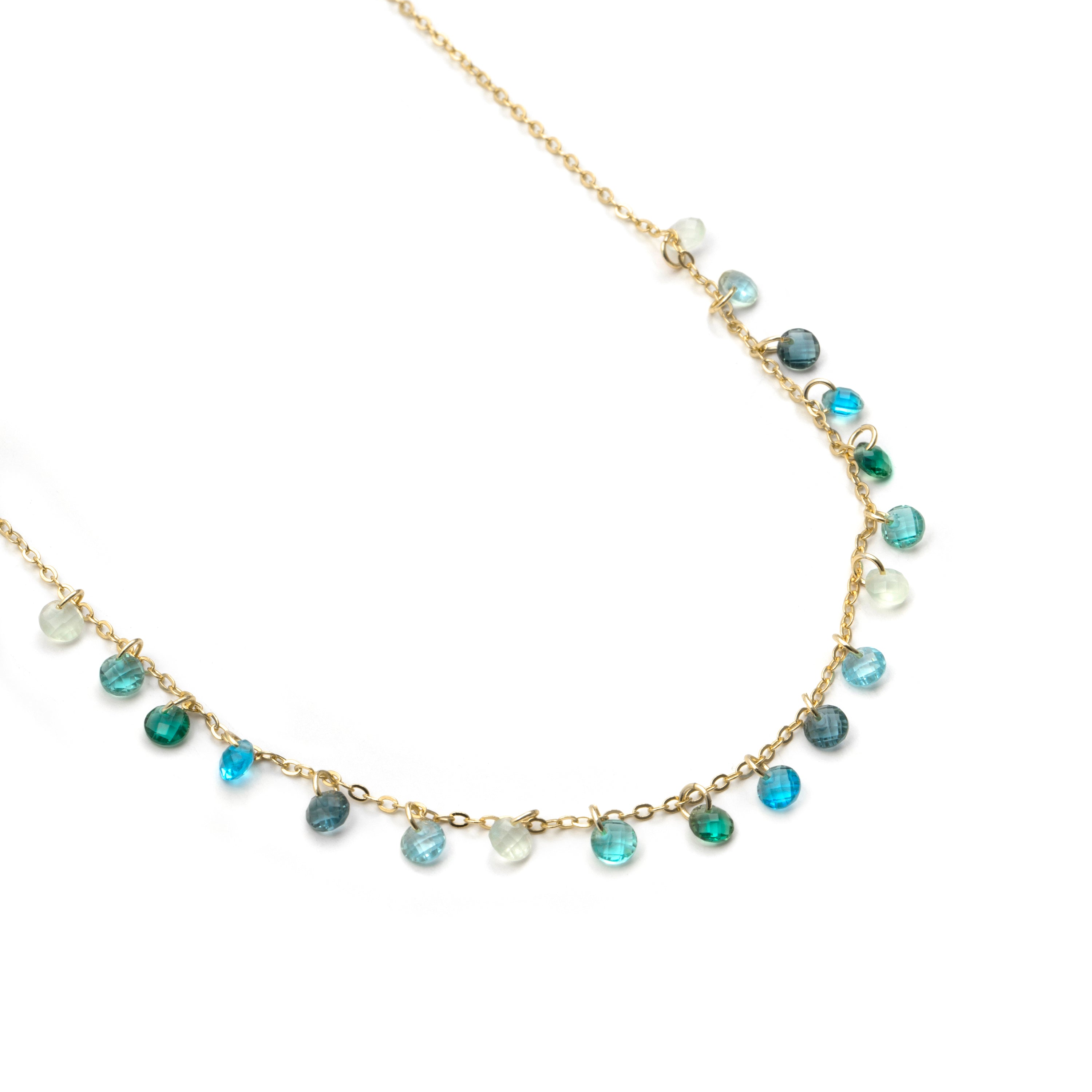 Sterling Silver 925 Necklace with Multicolored Zirconia, finished in 18k Yellow Gold - Dorala
