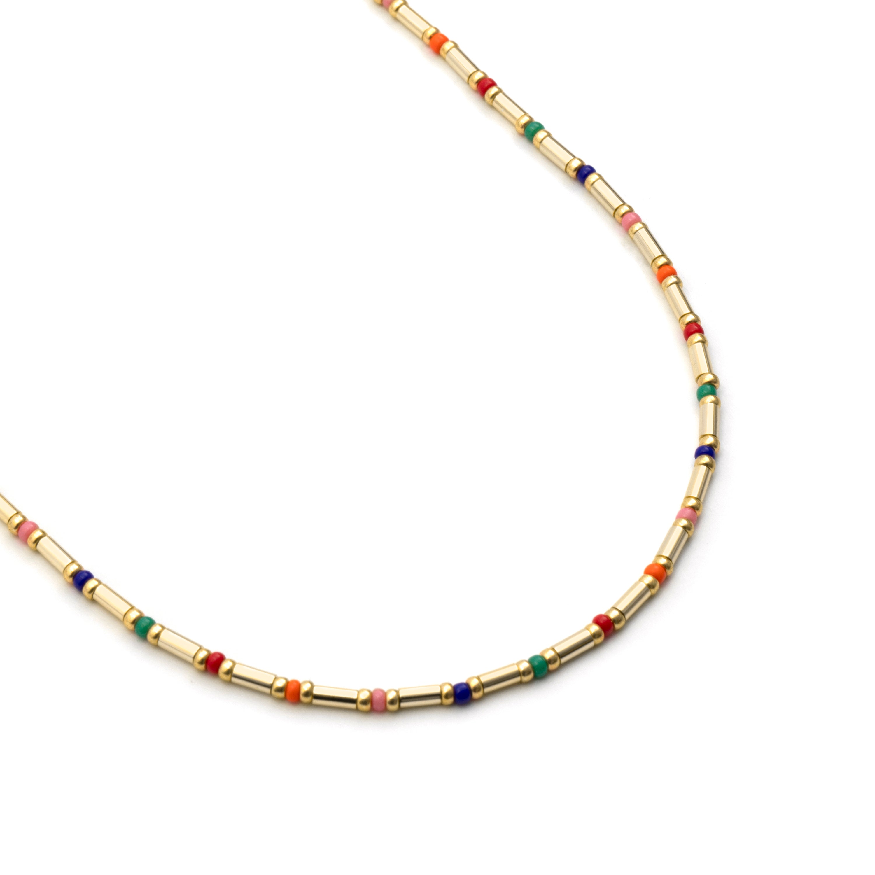 Collier en argent sterling 925 et cristal multicolore fini en or jaune 18 carats - Sharawi