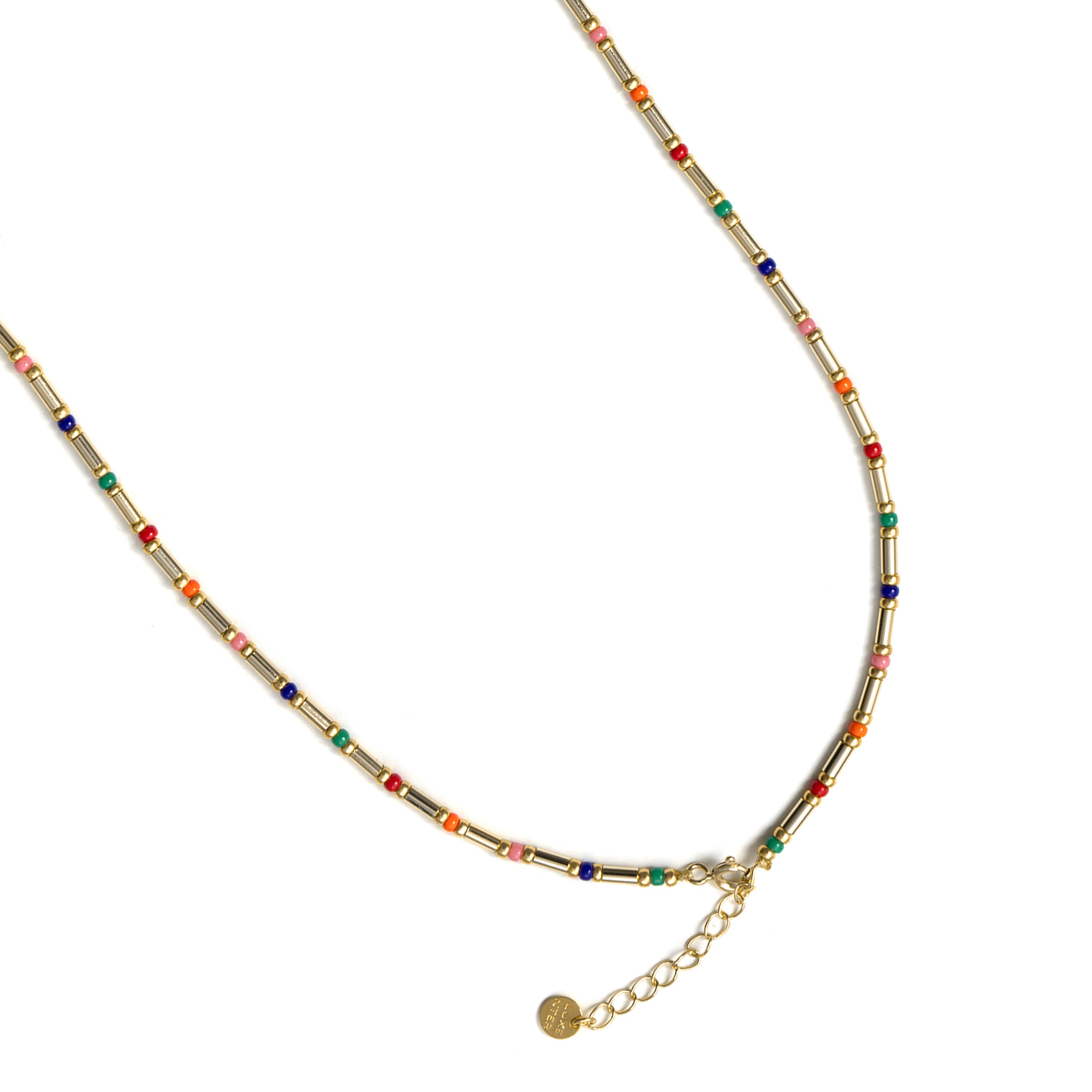 Collier en argent sterling 925 et cristal multicolore fini en or jaune 18 carats - Sharawi