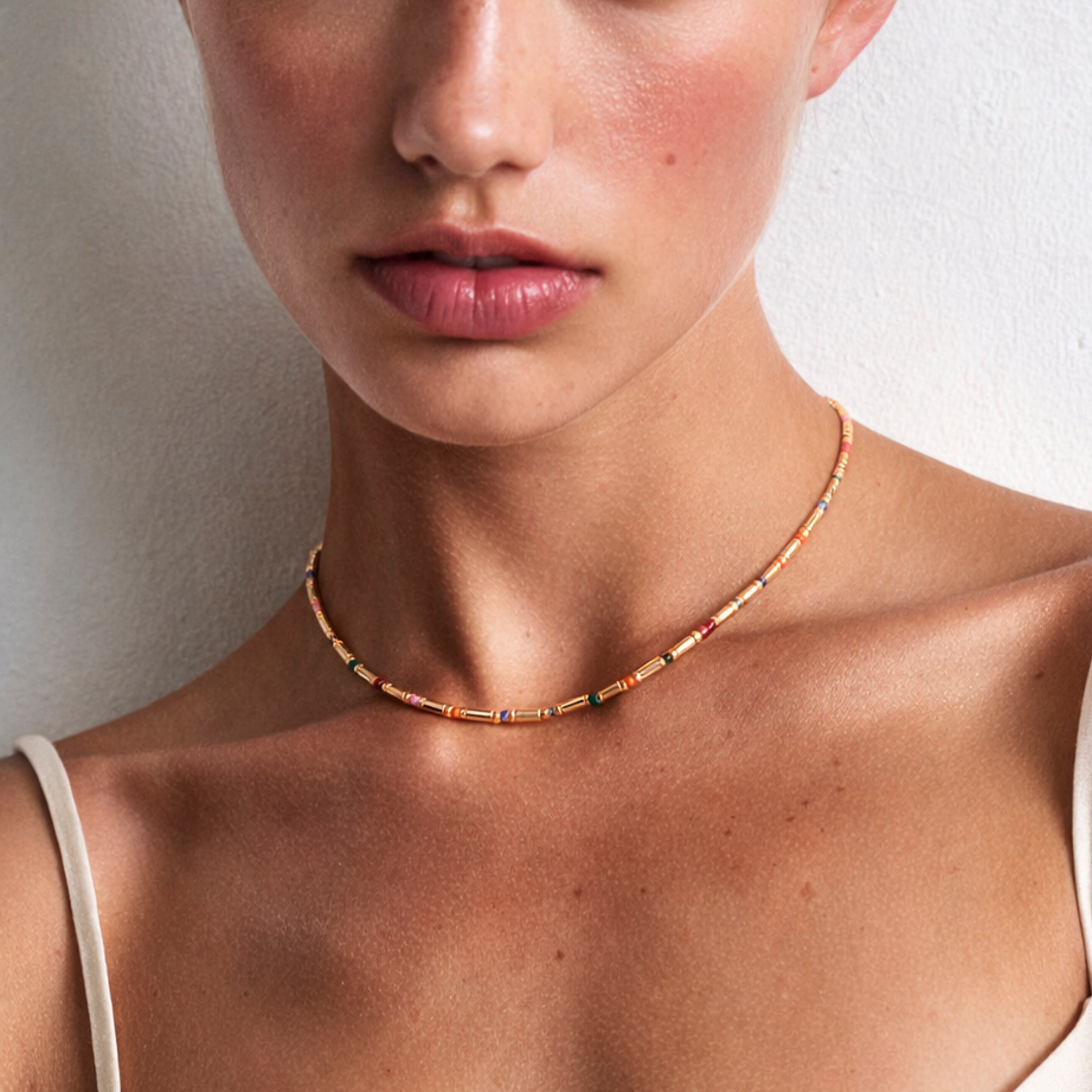 Collier en argent sterling 925 et cristal multicolore fini en or jaune 18 carats - Sharawi