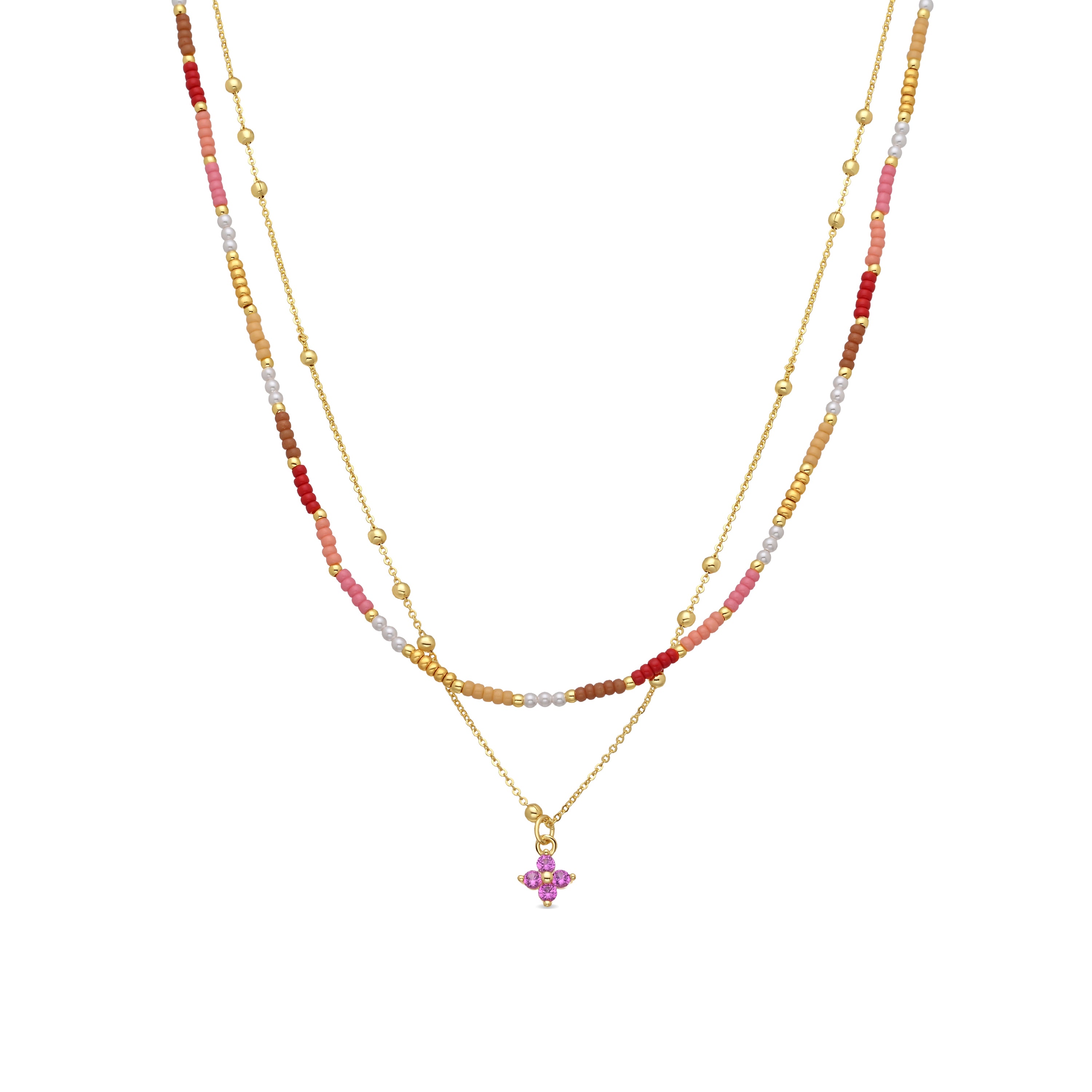 Collier en argent sterling 925 et cristal multicolore finition en or jaune 18 carats - Oru