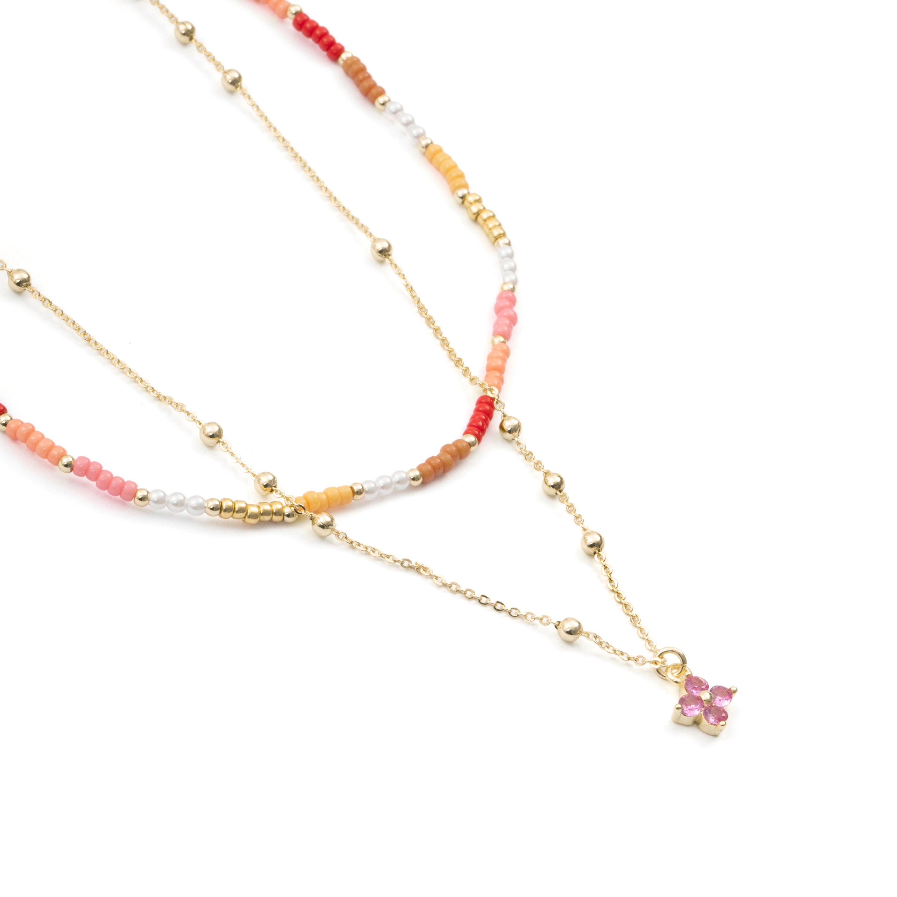 Collier en argent sterling 925 et cristal multicolore finition en or jaune 18 carats - Oru