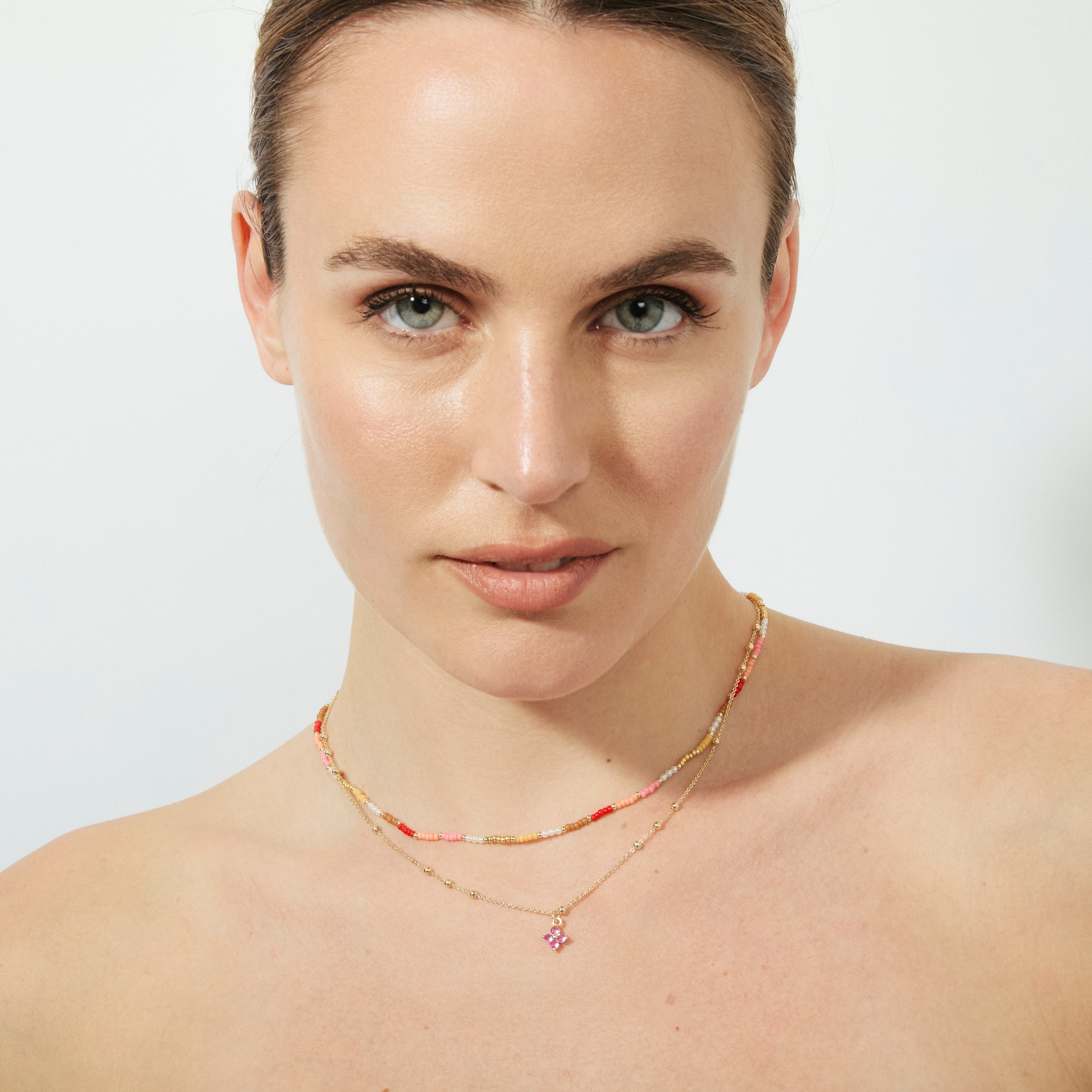 Collier en argent sterling 925 et cristal multicolore finition en or jaune 18 carats - Oru