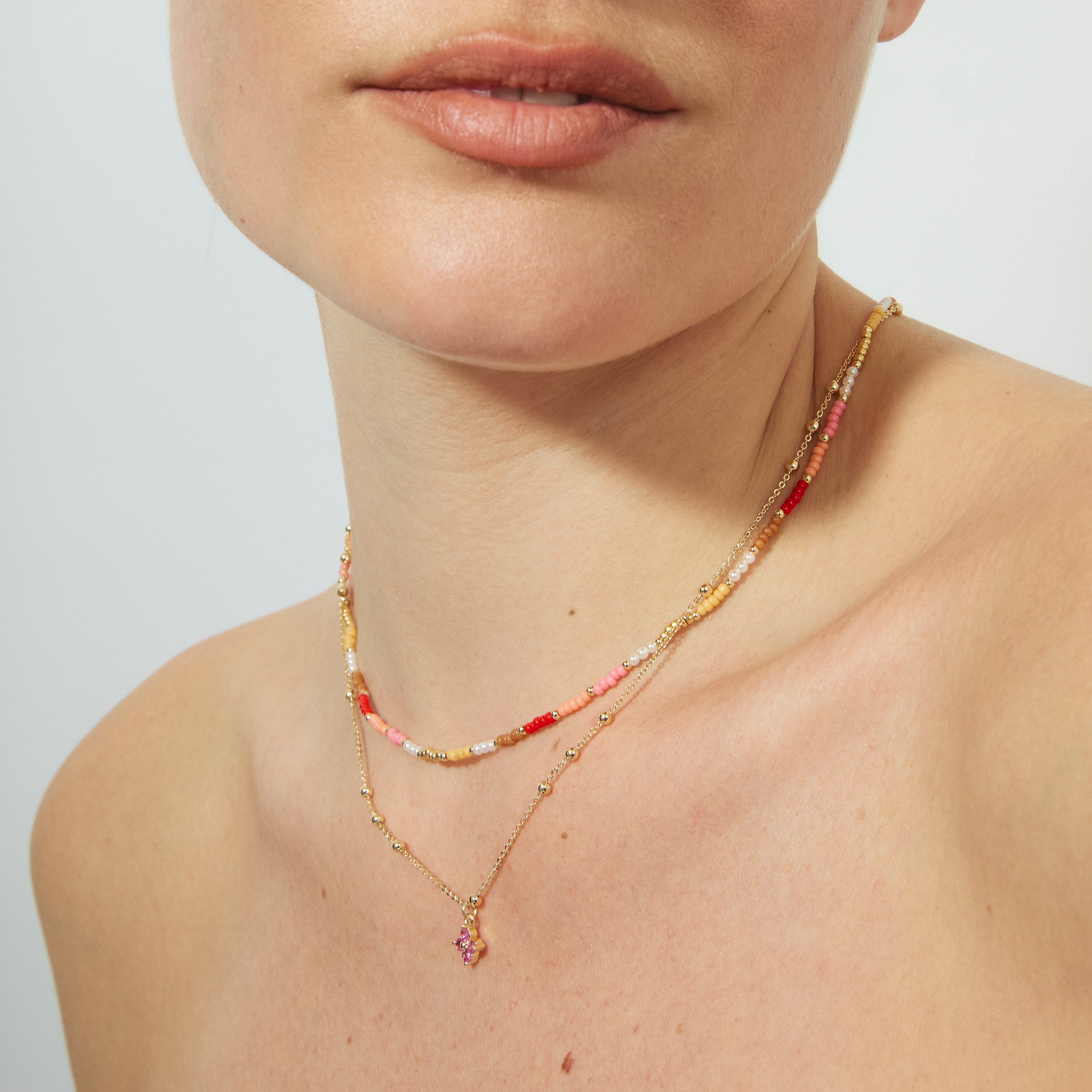 Collier en argent sterling 925 et cristal multicolore finition en or jaune 18 carats - Oru