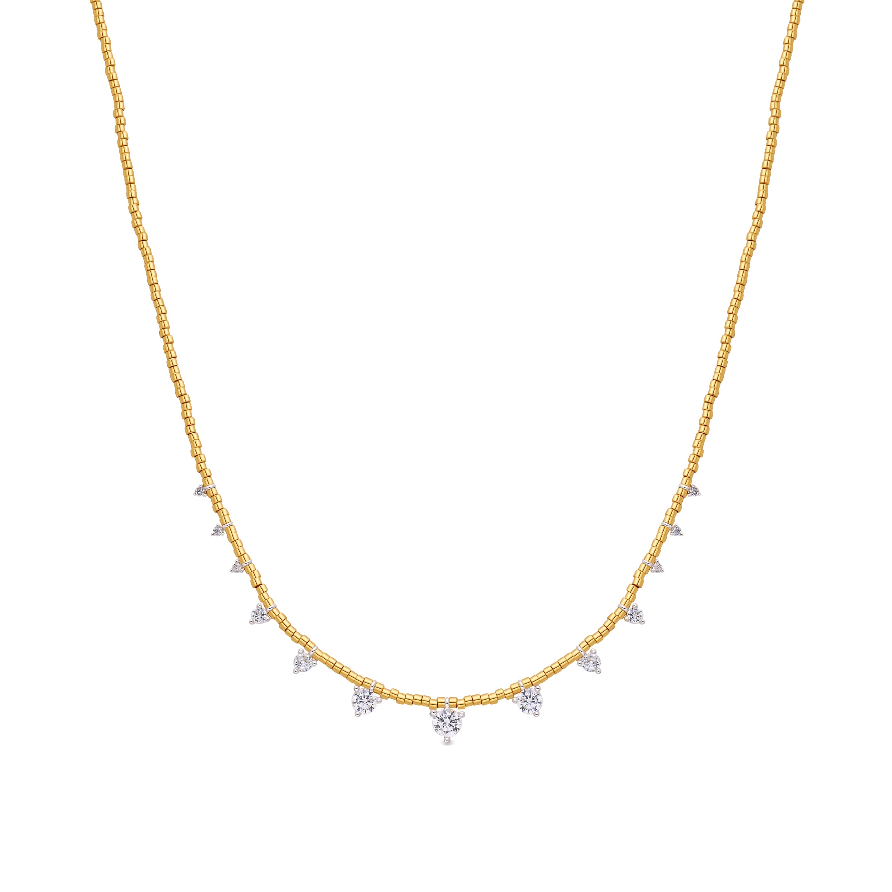 Collier en argent sterling 925 et zircone brillante finition en or jaune 18 carats - Rijeo