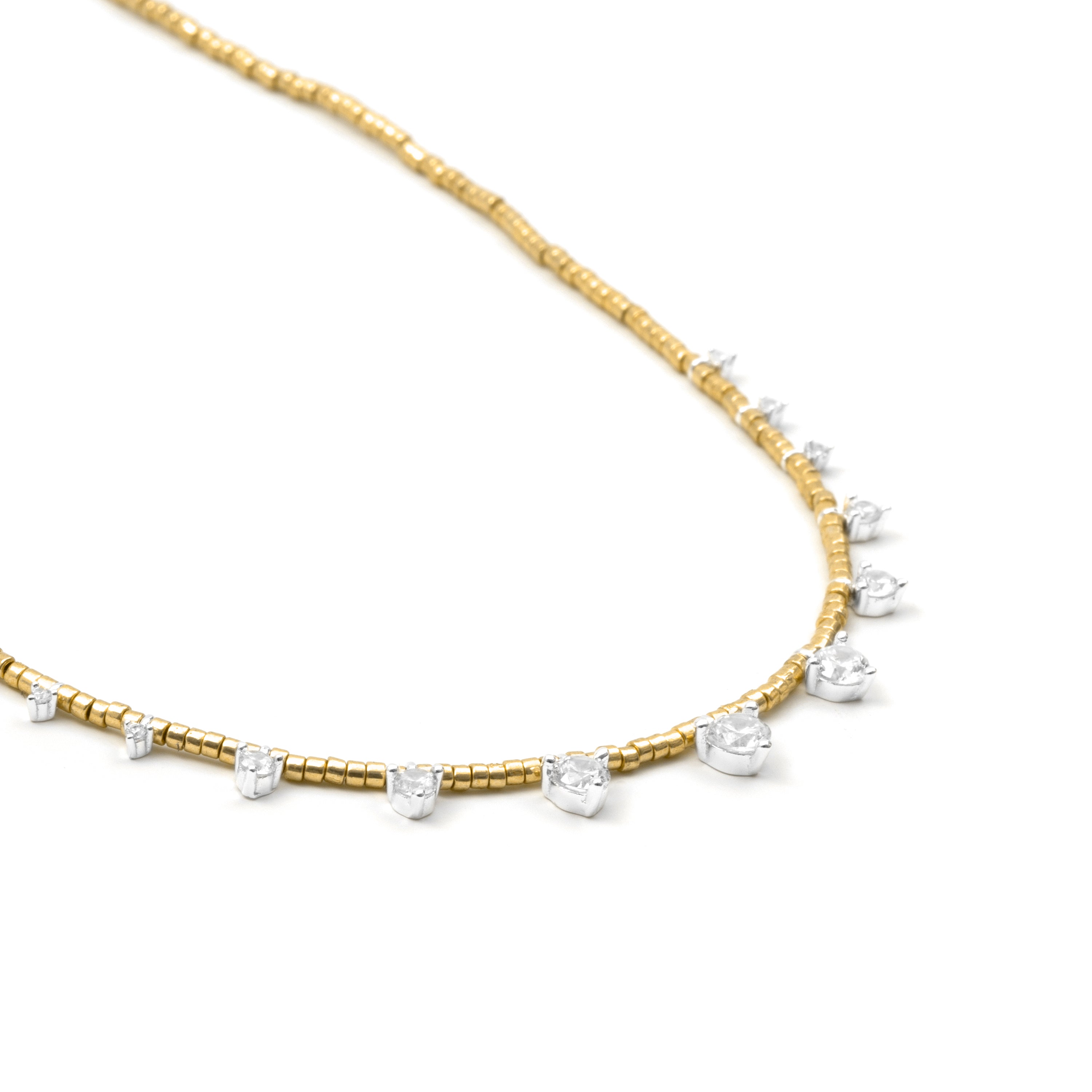 Collier en argent sterling 925 et zircone brillante finition en or jaune 18 carats - Rijeo