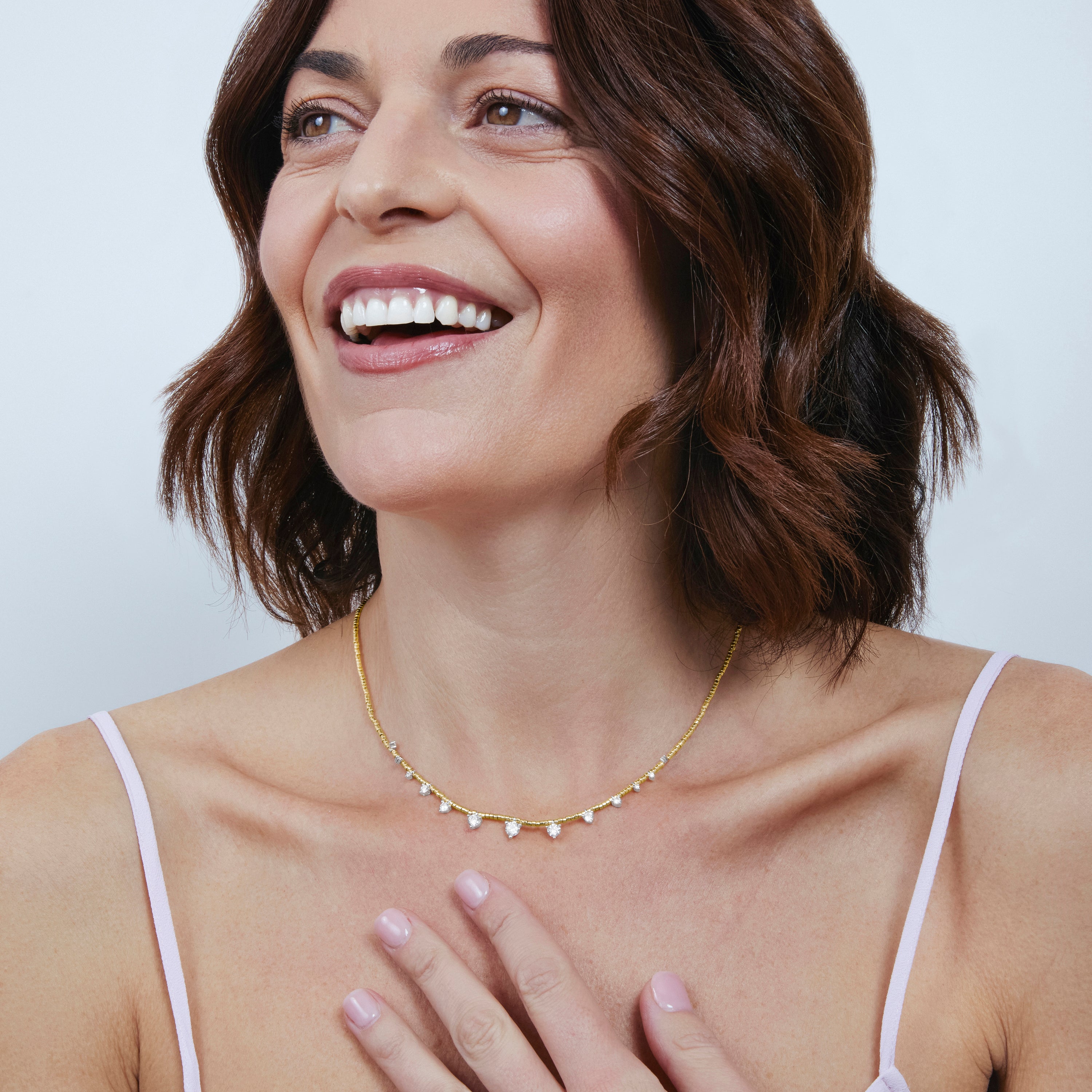 Collier en argent sterling 925 et zircone brillante finition en or jaune 18 carats - Rijeo