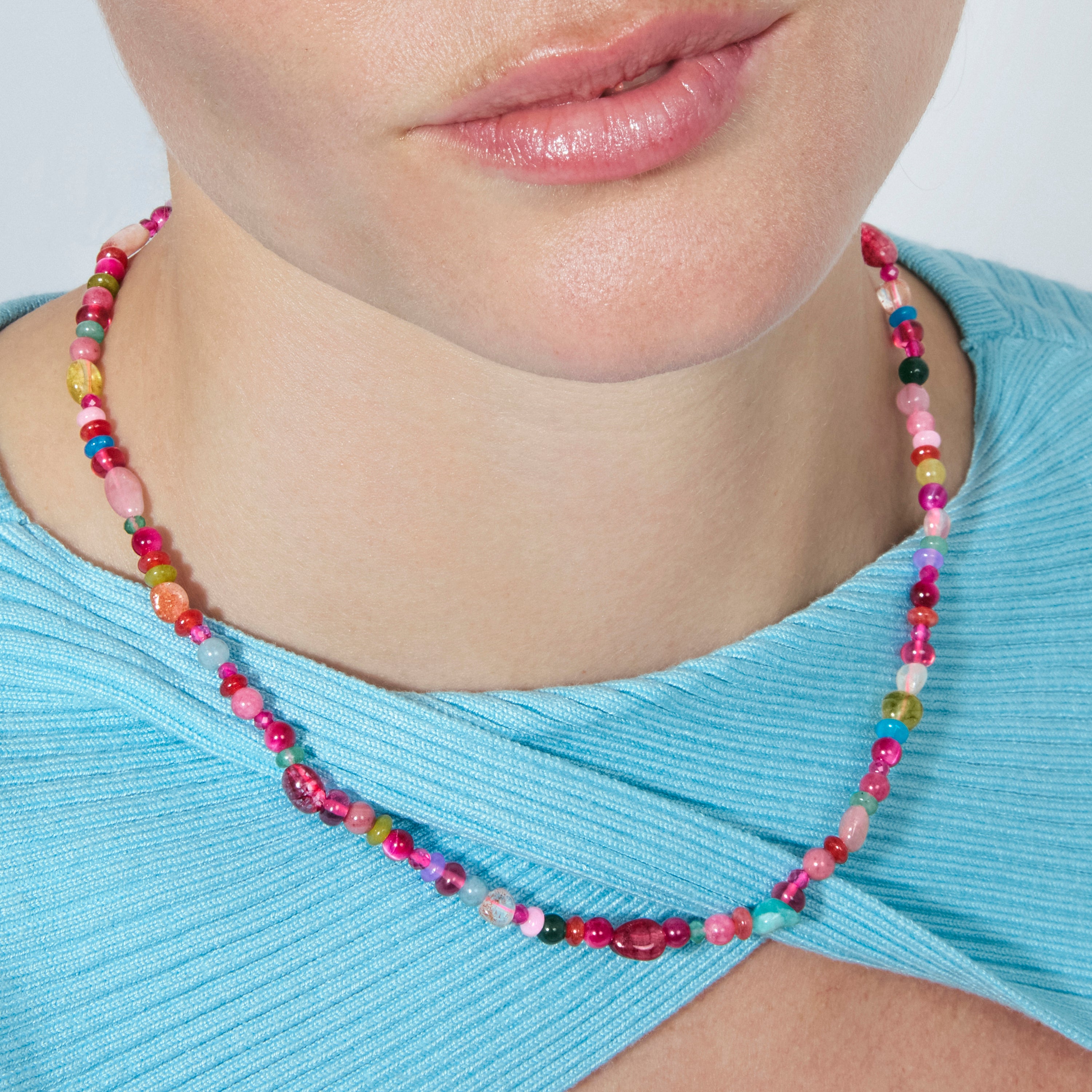 Halskette aus 925er Sterlingsilber und mehrfarbigem Kristall mit 18k Gelbgold-Finish - Usak