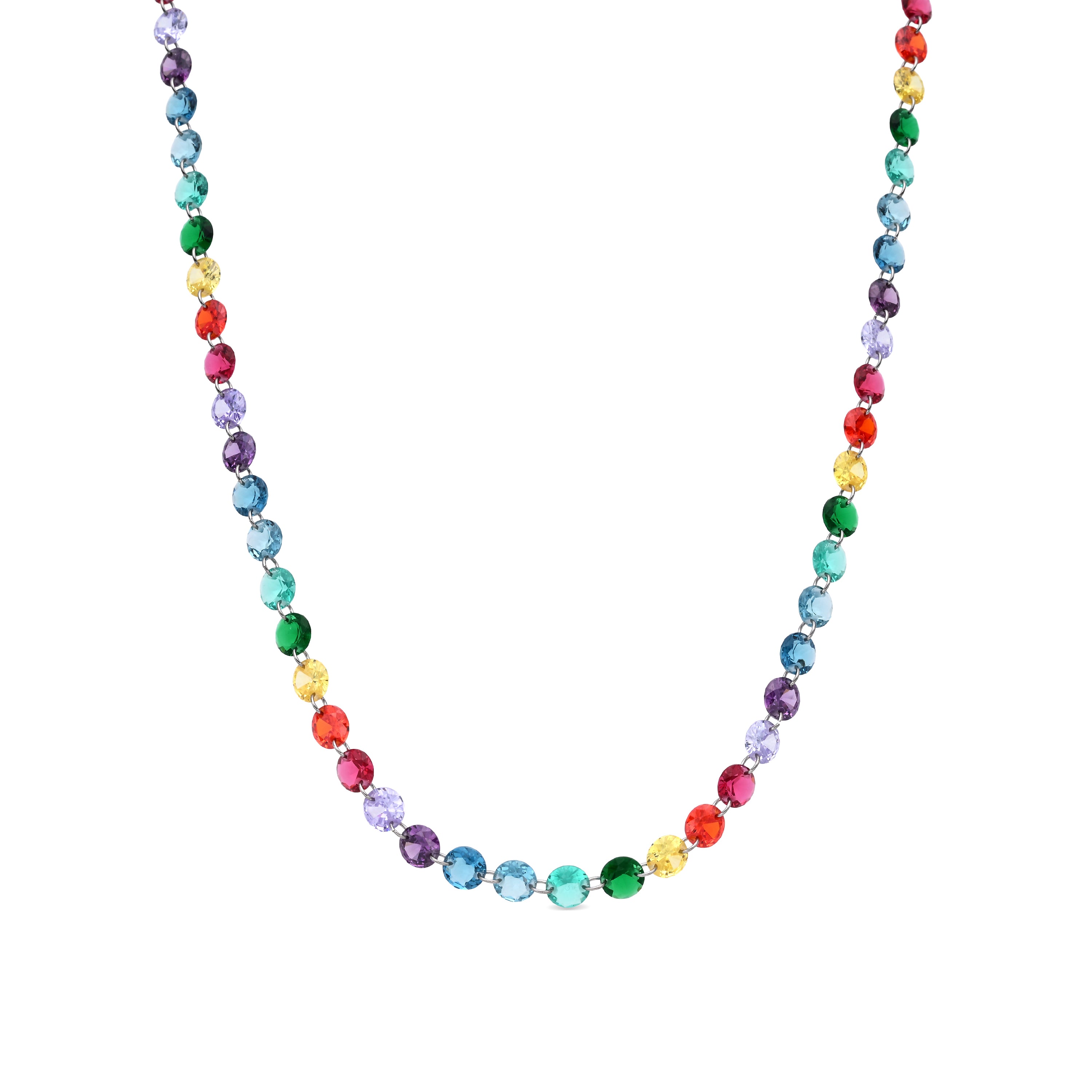 Collier en argent sterling 925 et quartz hydrothermal multicolore finition rhodiée - Rasyes