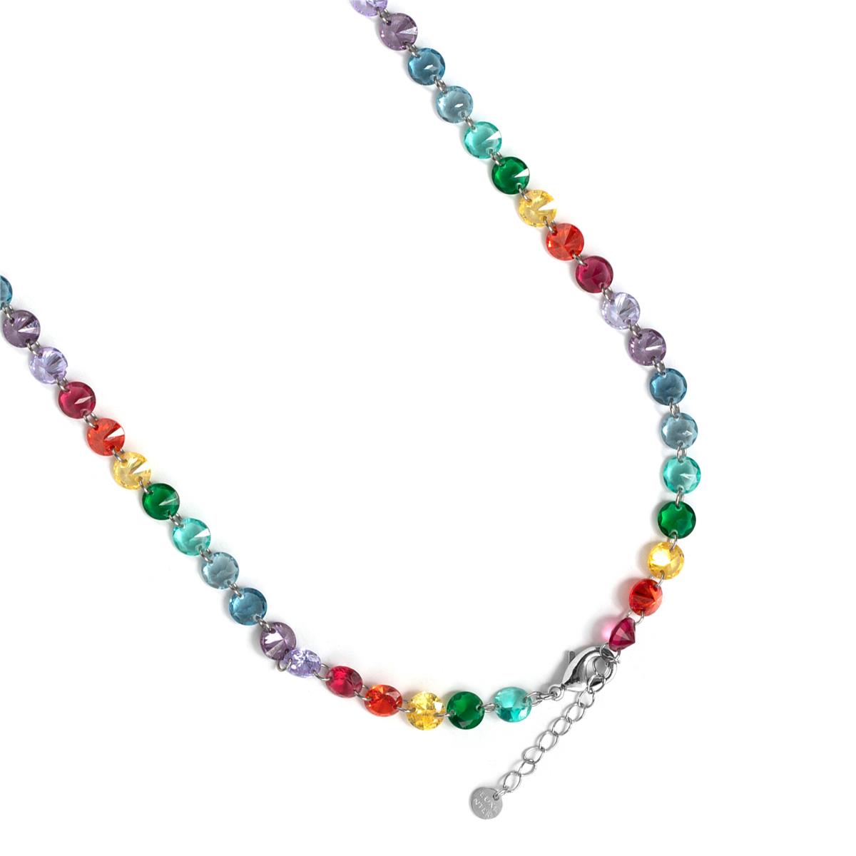 Collier en argent sterling 925 et quartz hydrothermal multicolore finition rhodiée - Rasyes