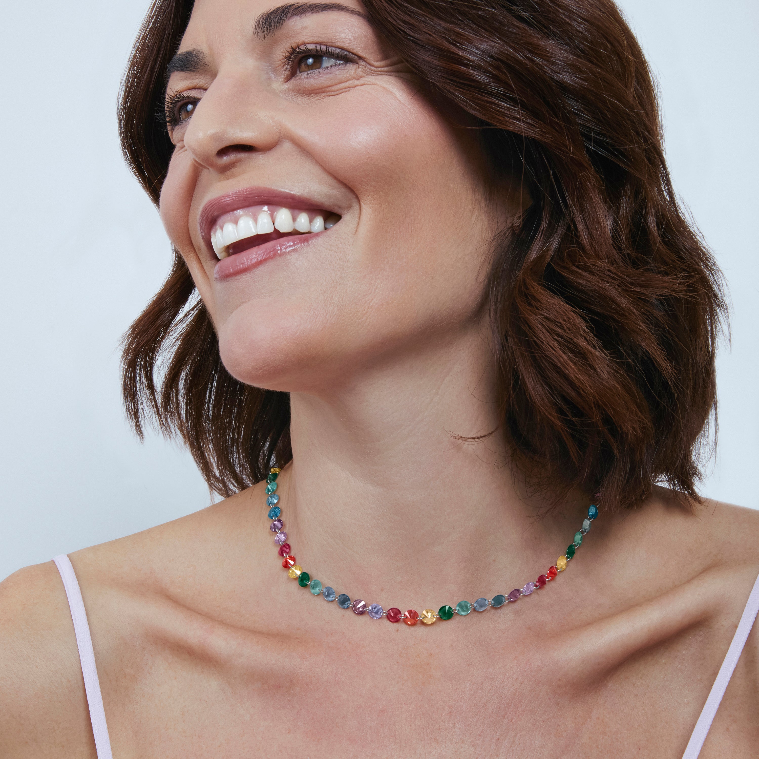 Collar de Plata de Ley 925 y Cuarzo Hidrotermal Multicolor acabado en rodio - Rasyes