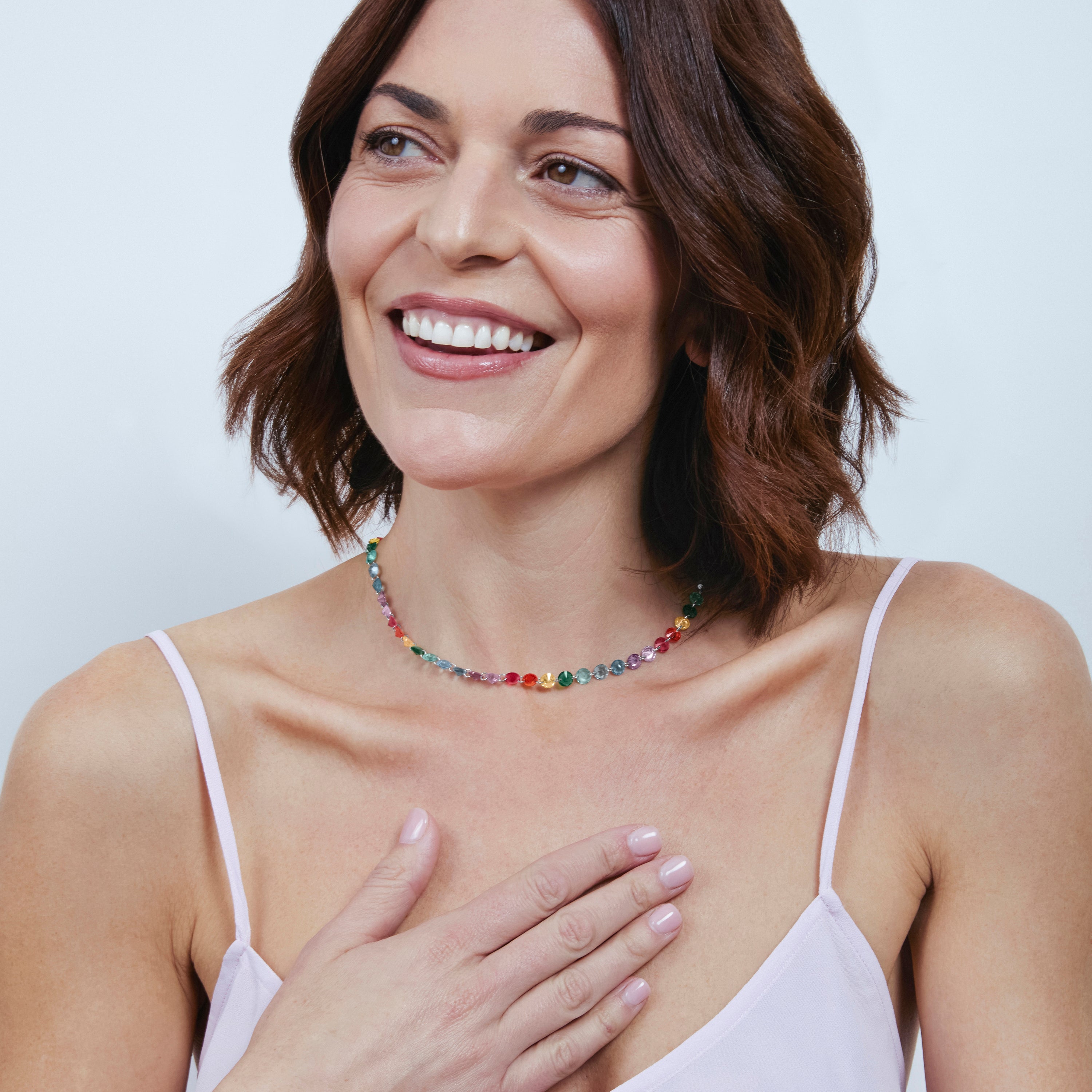 Collier en argent sterling 925 et quartz hydrothermal multicolore finition rhodiée - Rasyes