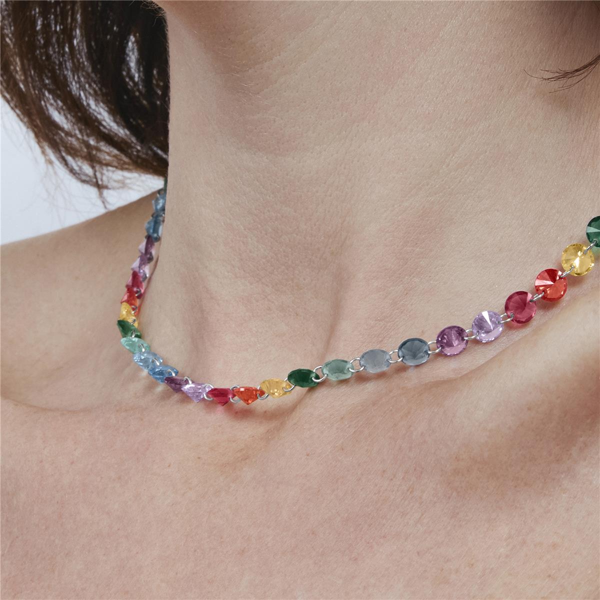 Collier en argent sterling 925 et quartz hydrothermal multicolore finition rhodiée - Rasyes