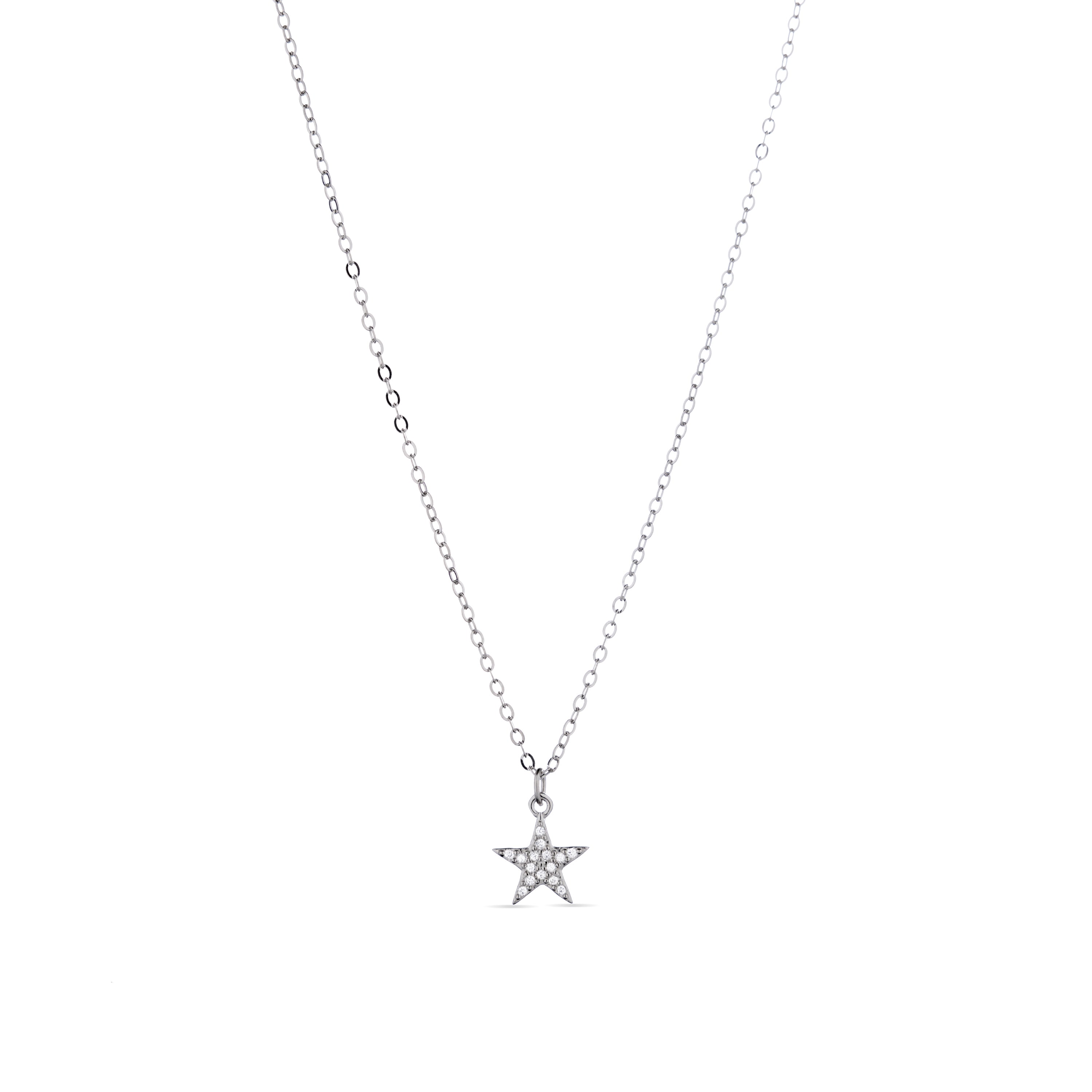 925er Sterlingsilber-Halskette mit glänzendem Zirkonia, rhodiniert - Leilda