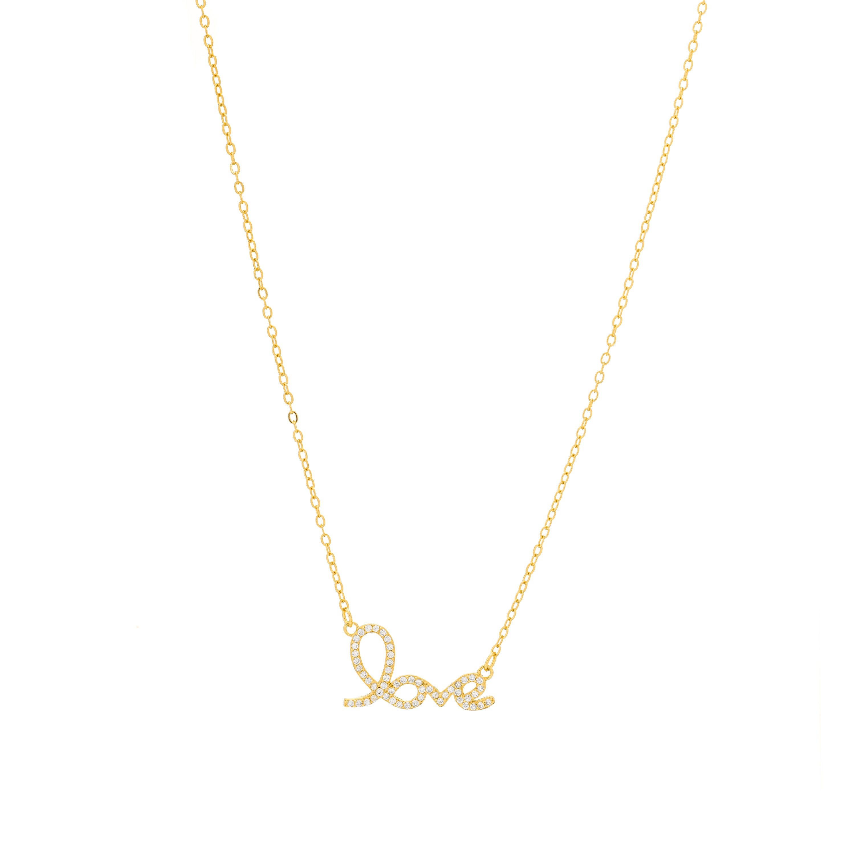 Collana in Argento Sterling 925 e Zirconia Cubica con finitura in oro giallo 18k - Amore