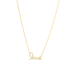 Collar de Plata de Ley 925 y Circonita Brillante acabado en oro amarillo de 18k - Amor