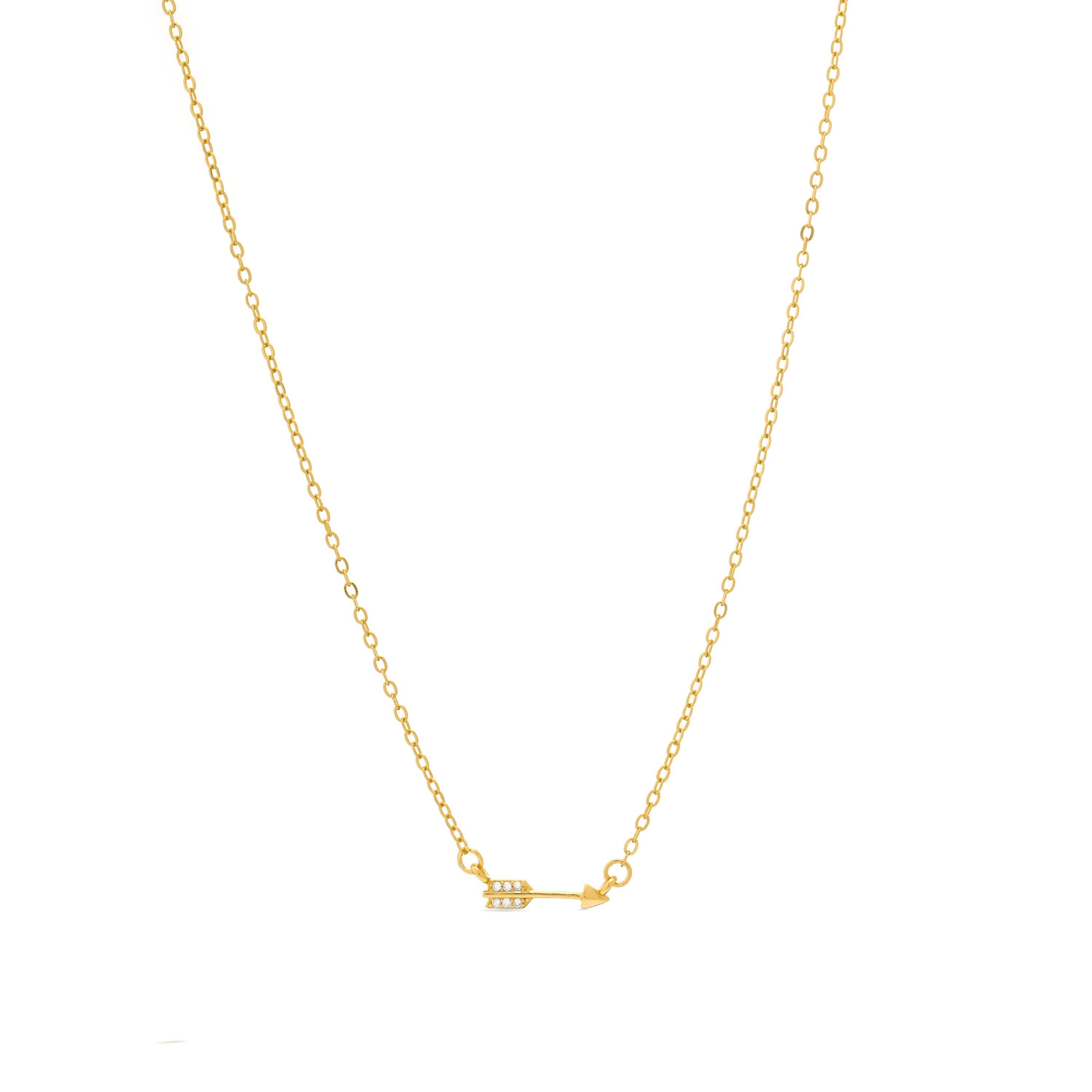 Collar de Plata de Ley 925 y Circonita Brillante acabado en oro amarillo de 18k - Flecha