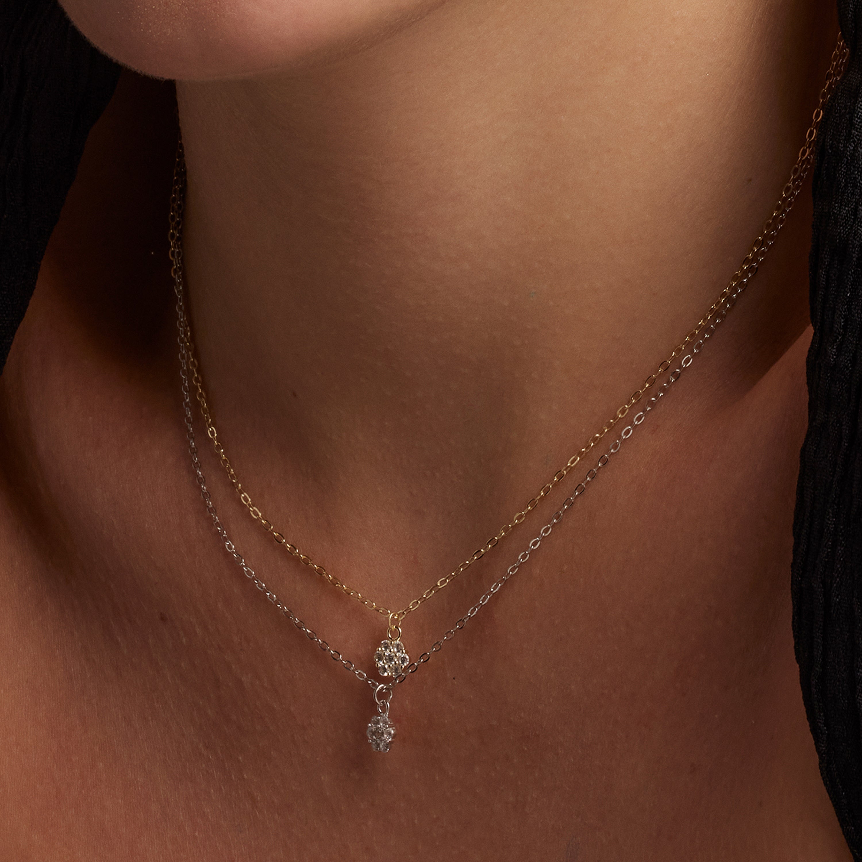Collier en argent sterling 925 et zircon brillant finition or jaune 18K - Oris