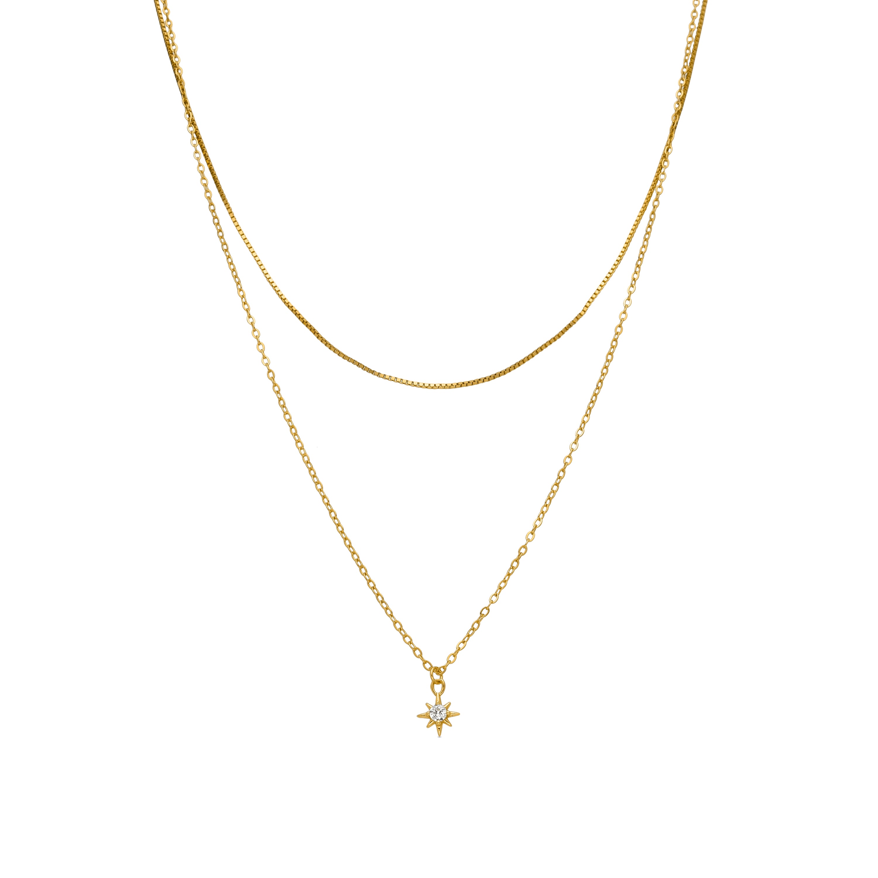 925 Sterling Silver Necklace with Brilliant Zirconia finished in 18K Yellow Gold - Najme