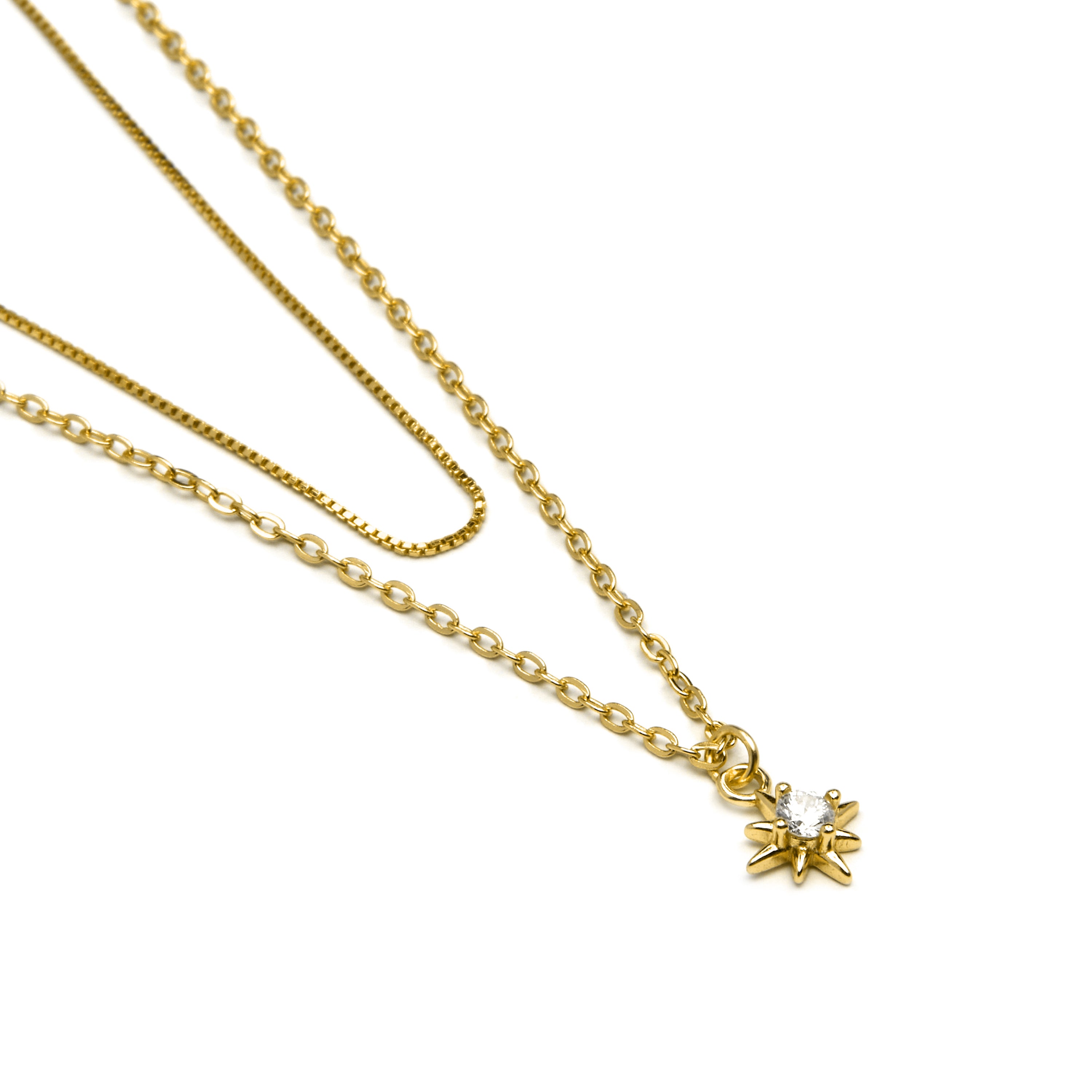 925 Sterling Silver Necklace with Brilliant Zirconia finished in 18K Yellow Gold - Najme