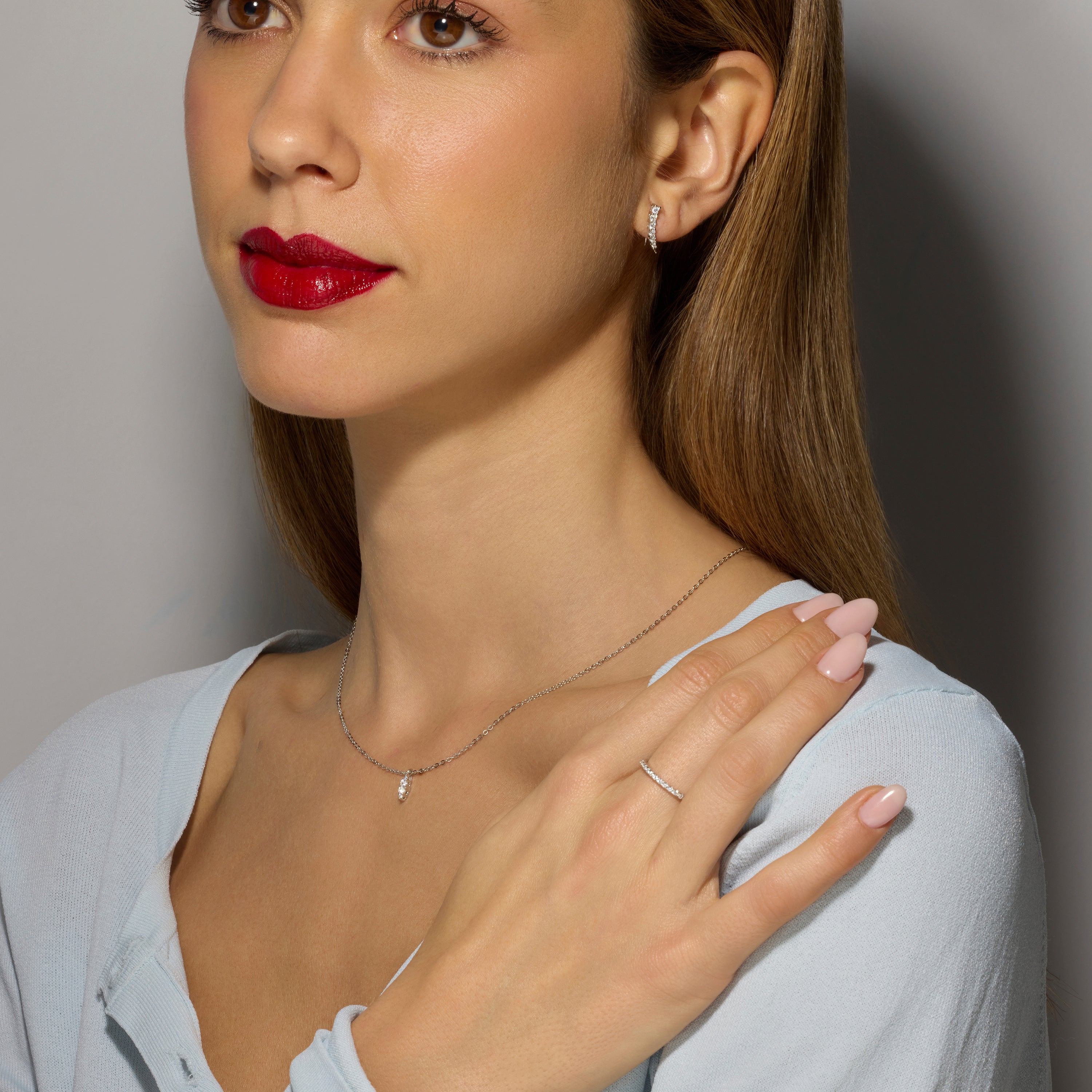 Colar de Prata de Lei 925 e Zircónia Brilhante acabamento ródio - Naswa