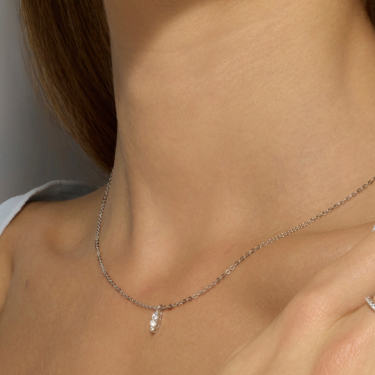 Collar de Plata de Ley 925 y Circonita Brillante acabado rodio - Naswa