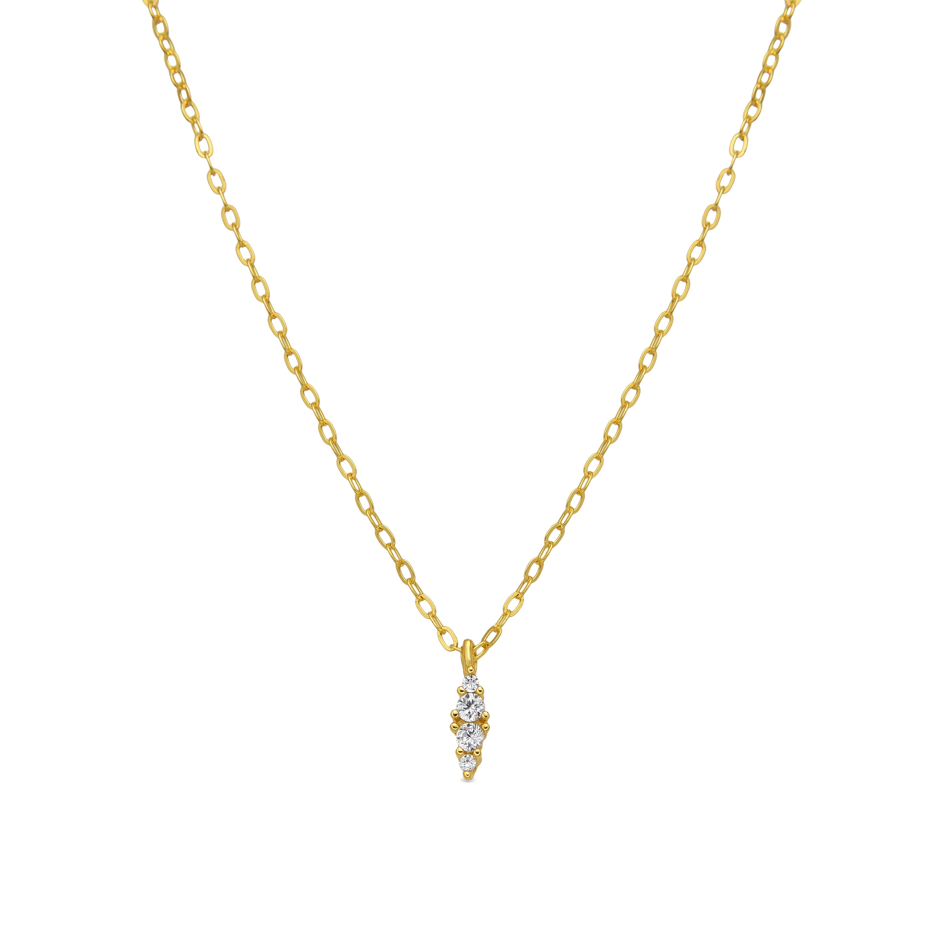 Collier en argent sterling 925 et zircon brillant finition or jaune 18k - Naswa