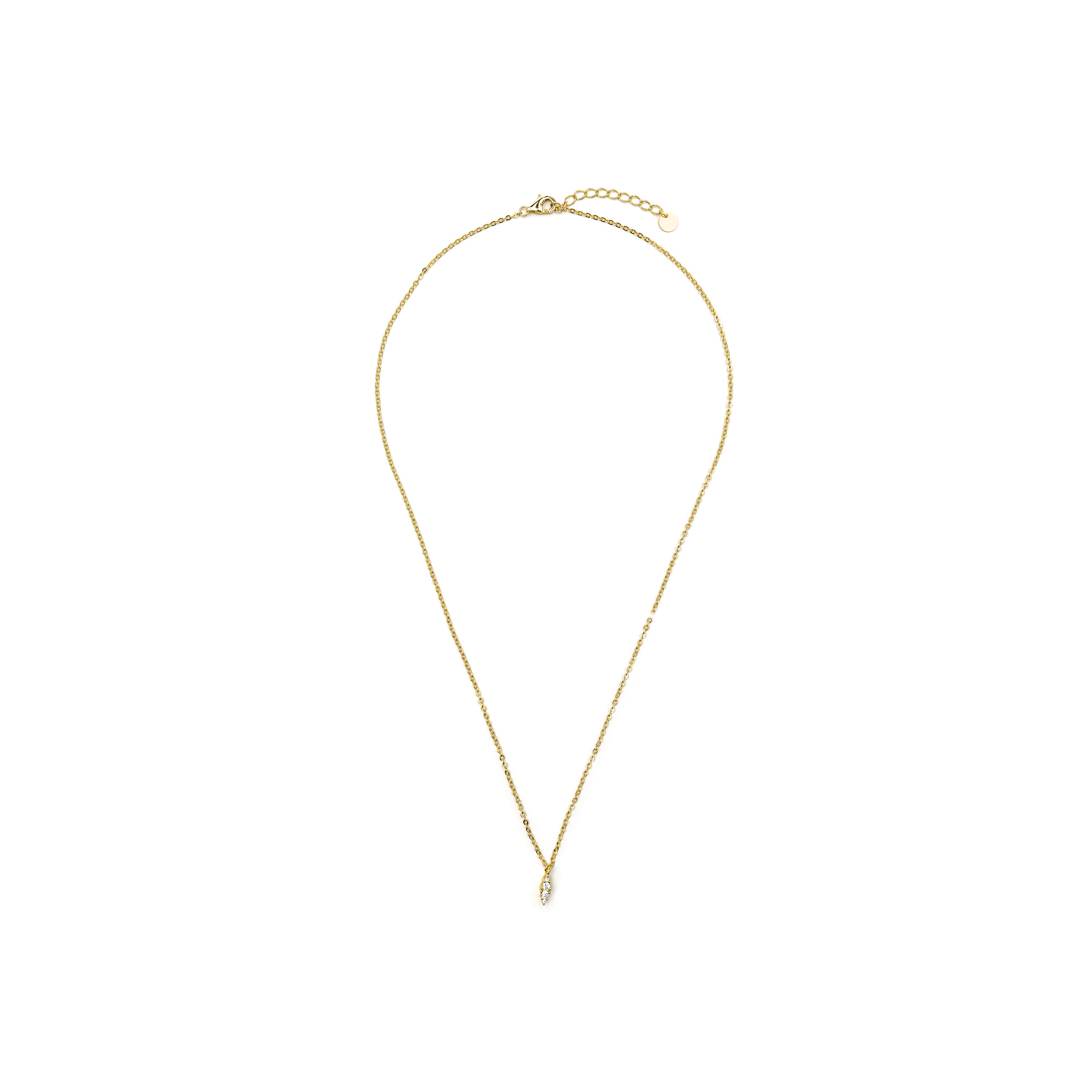 Collier en argent sterling 925 et zircon brillant finition or jaune 18k - Naswa