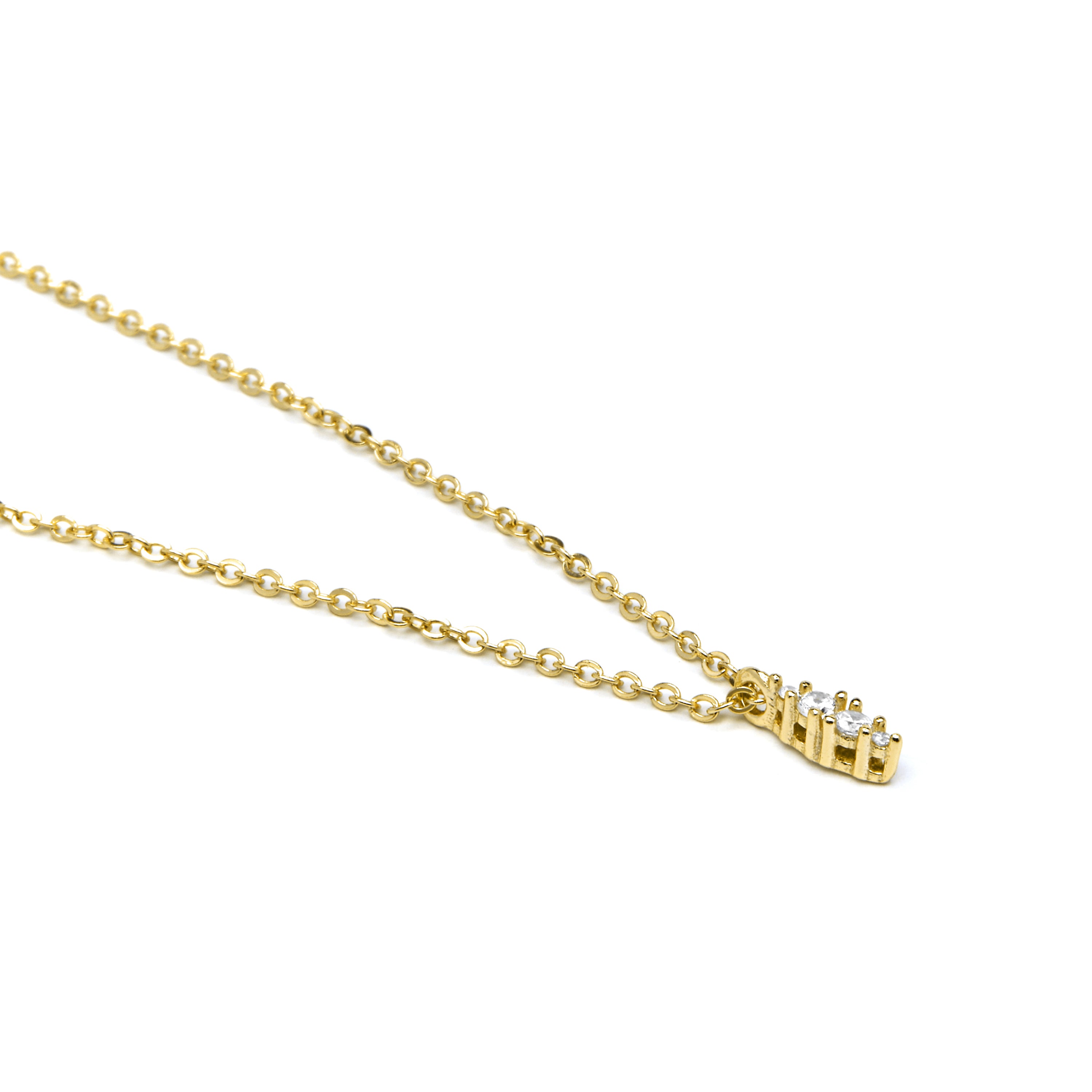 Collier en argent sterling 925 et zircon brillant finition or jaune 18k - Naswa