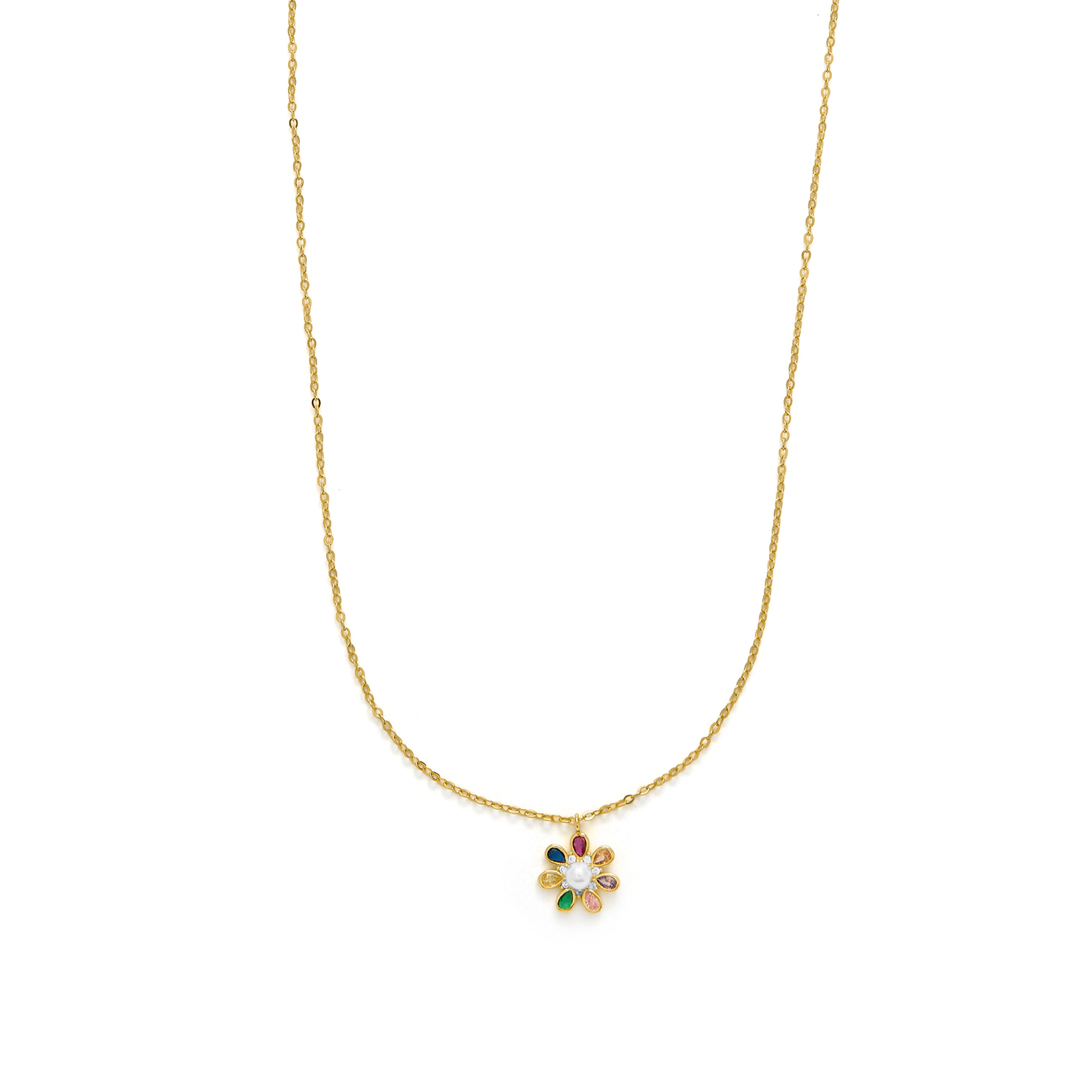Collier en argent sterling 925 et zircon multicolore finition or jaune 18k - Horsa