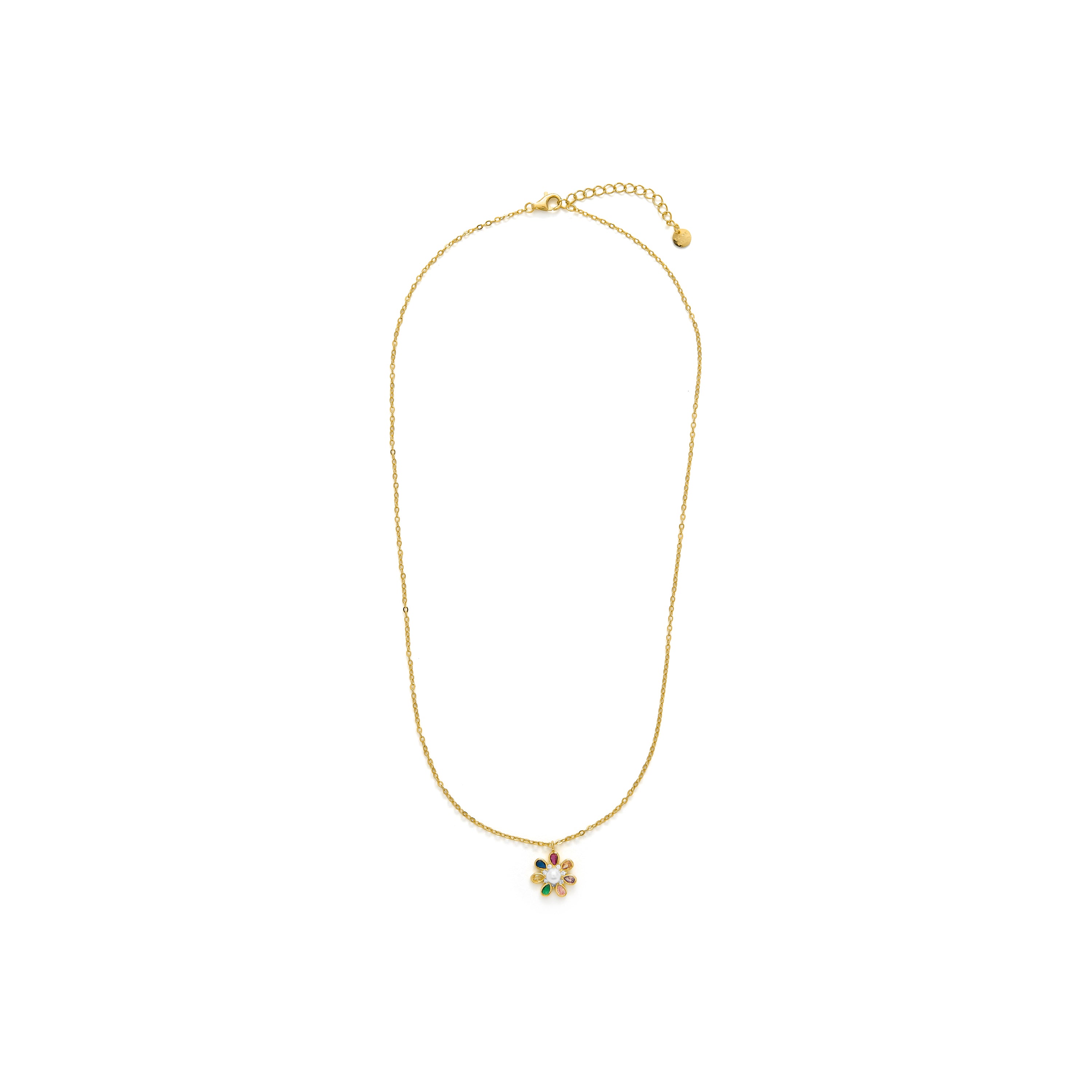 Collier en argent sterling 925 et zircon multicolore finition or jaune 18k - Horsa